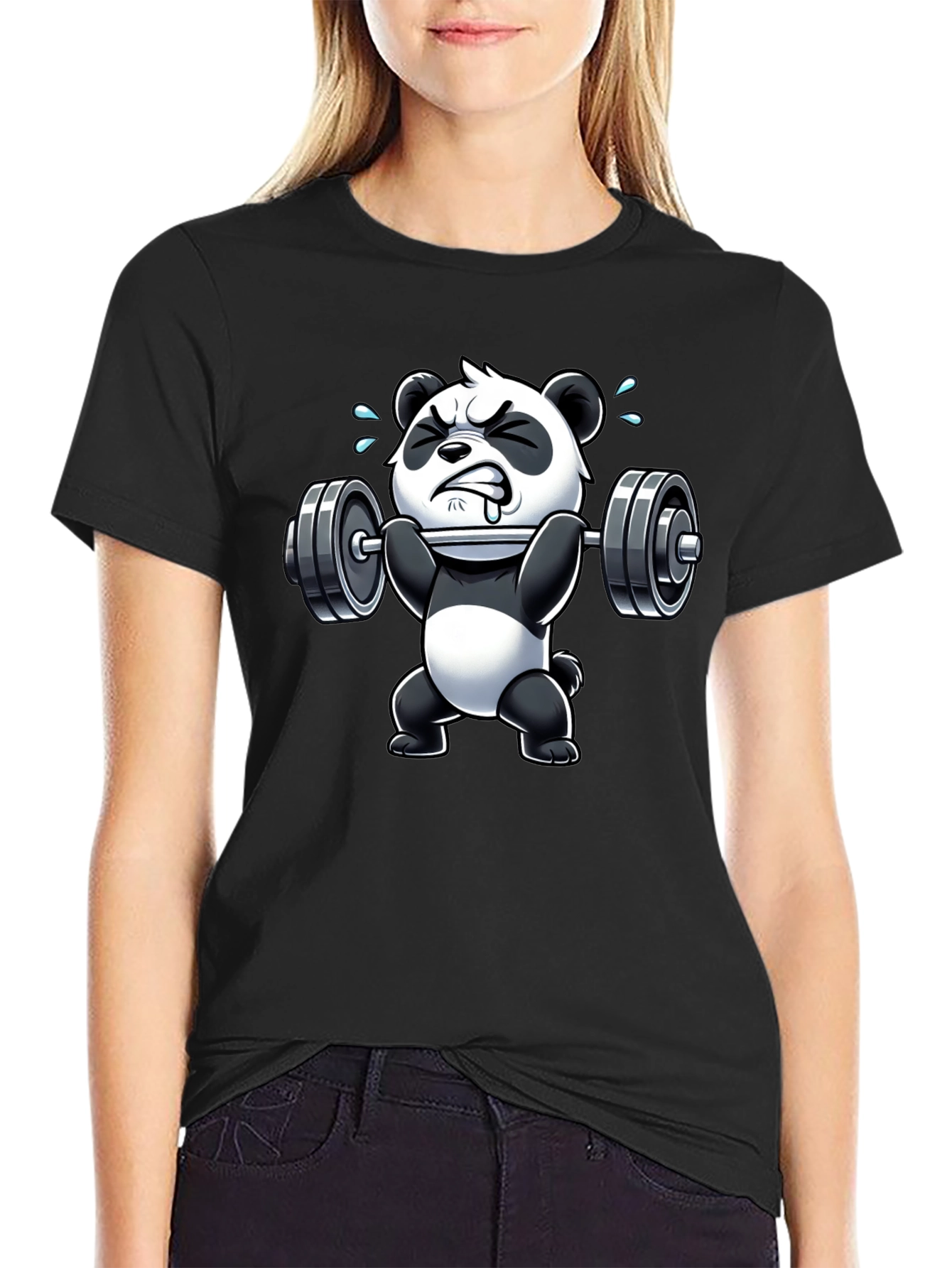 Weightlifting Panda Graphic T-Shirt