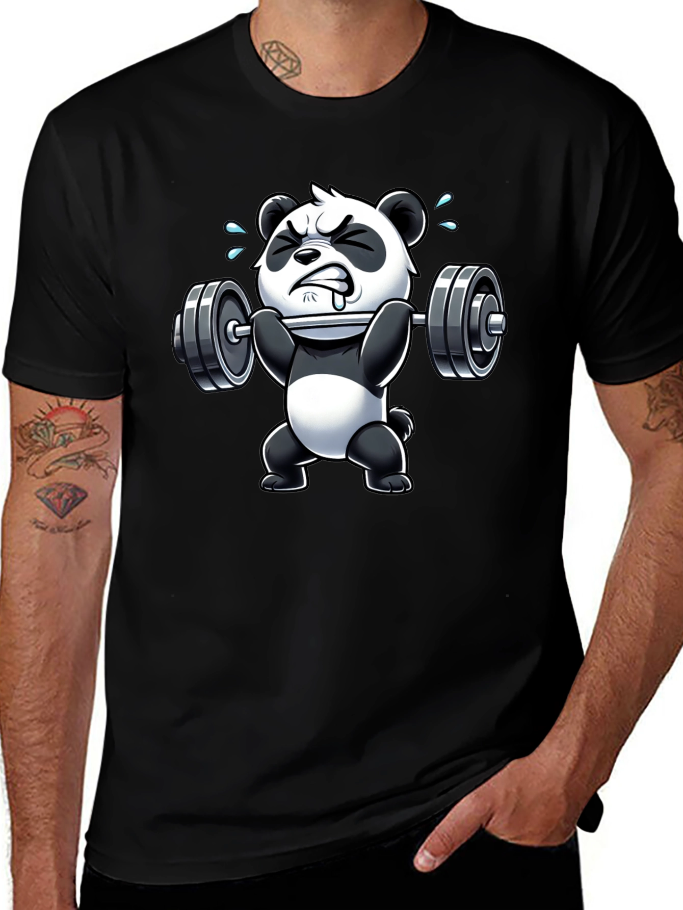 Weightlifting Panda Graphic T-Shirt