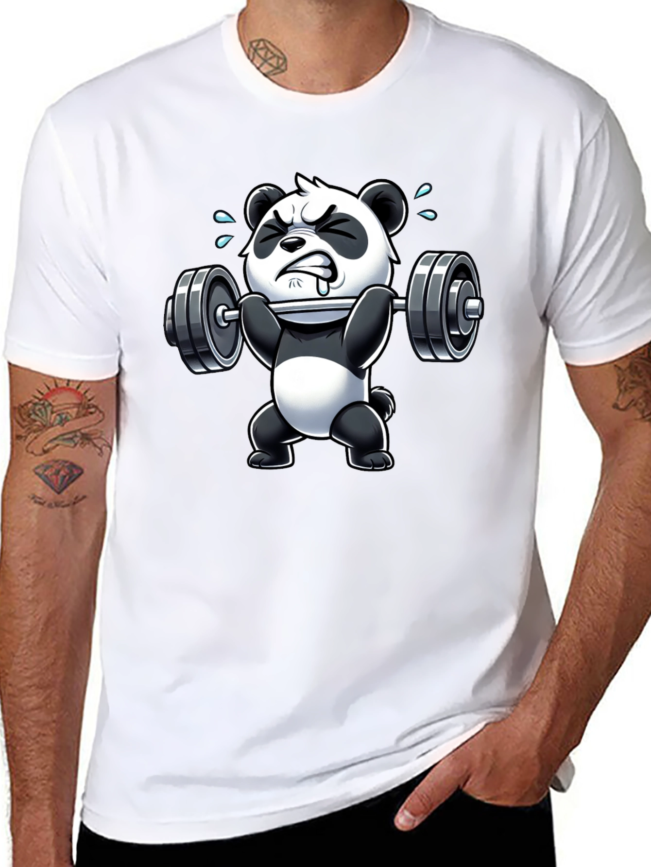 Weightlifting Panda Graphic T-Shirt