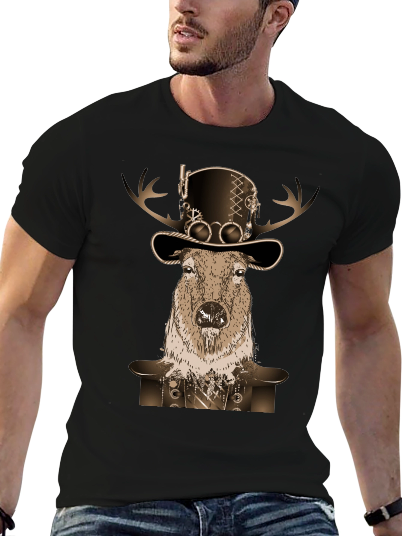 Steampunk Deer T-Shirt - Novelty Graphic Tee