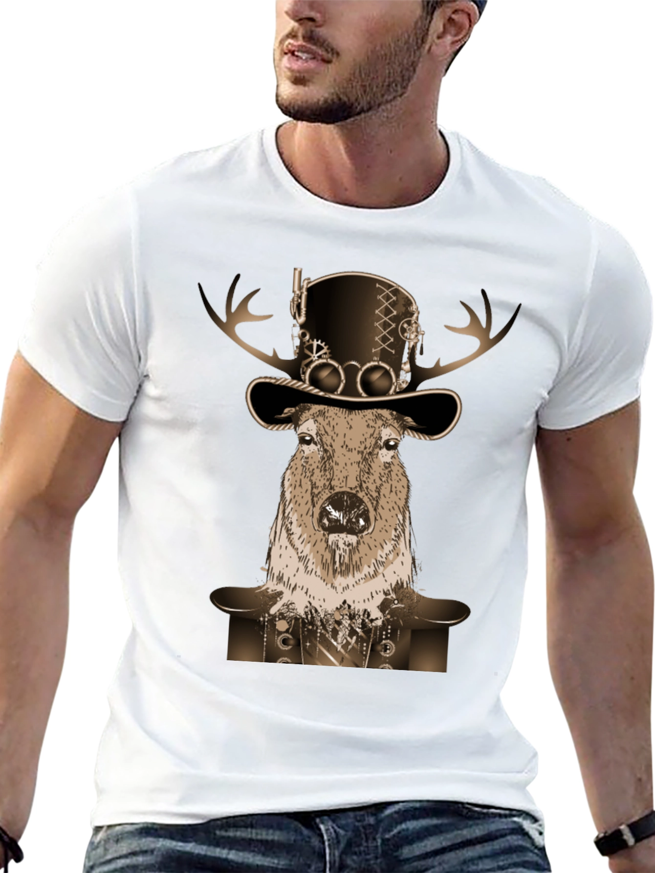 Steampunk Deer T-Shirt - Novelty Graphic Tee