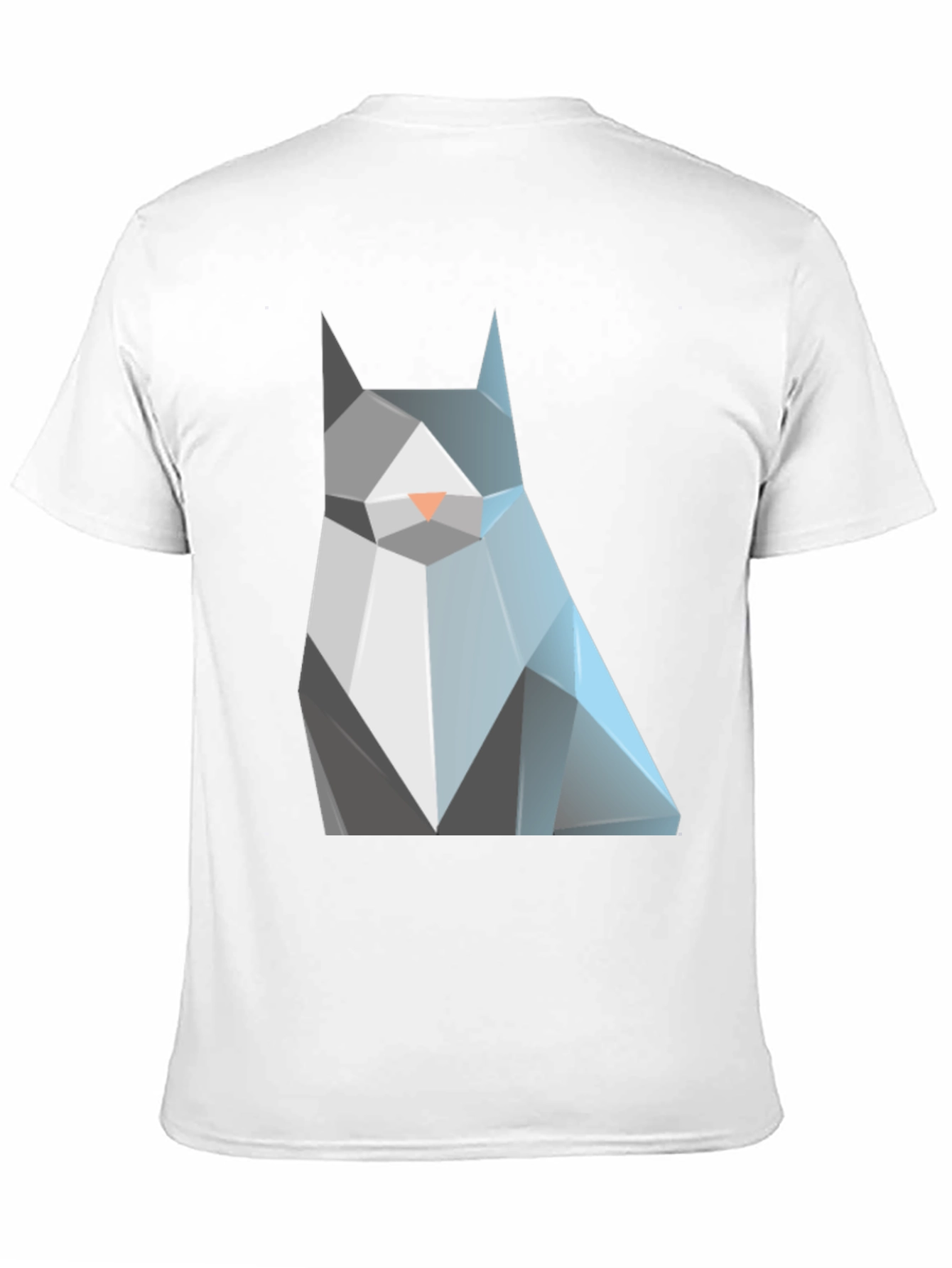 Geometric Cat Graphic Tee - Modern Mens Black T-Shirt