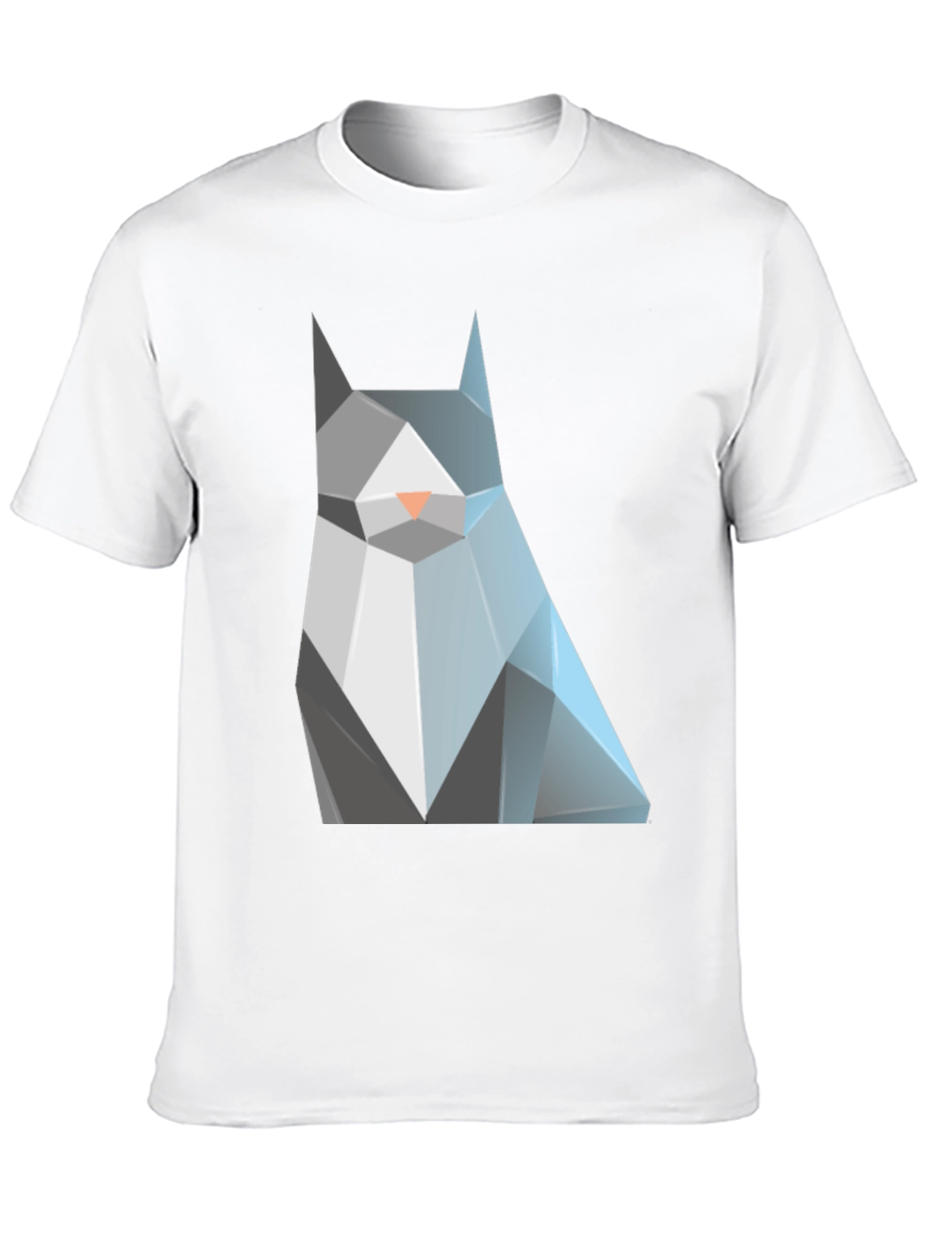 Geometric Cat Graphic Tee - Modern Mens Black T-Shirt