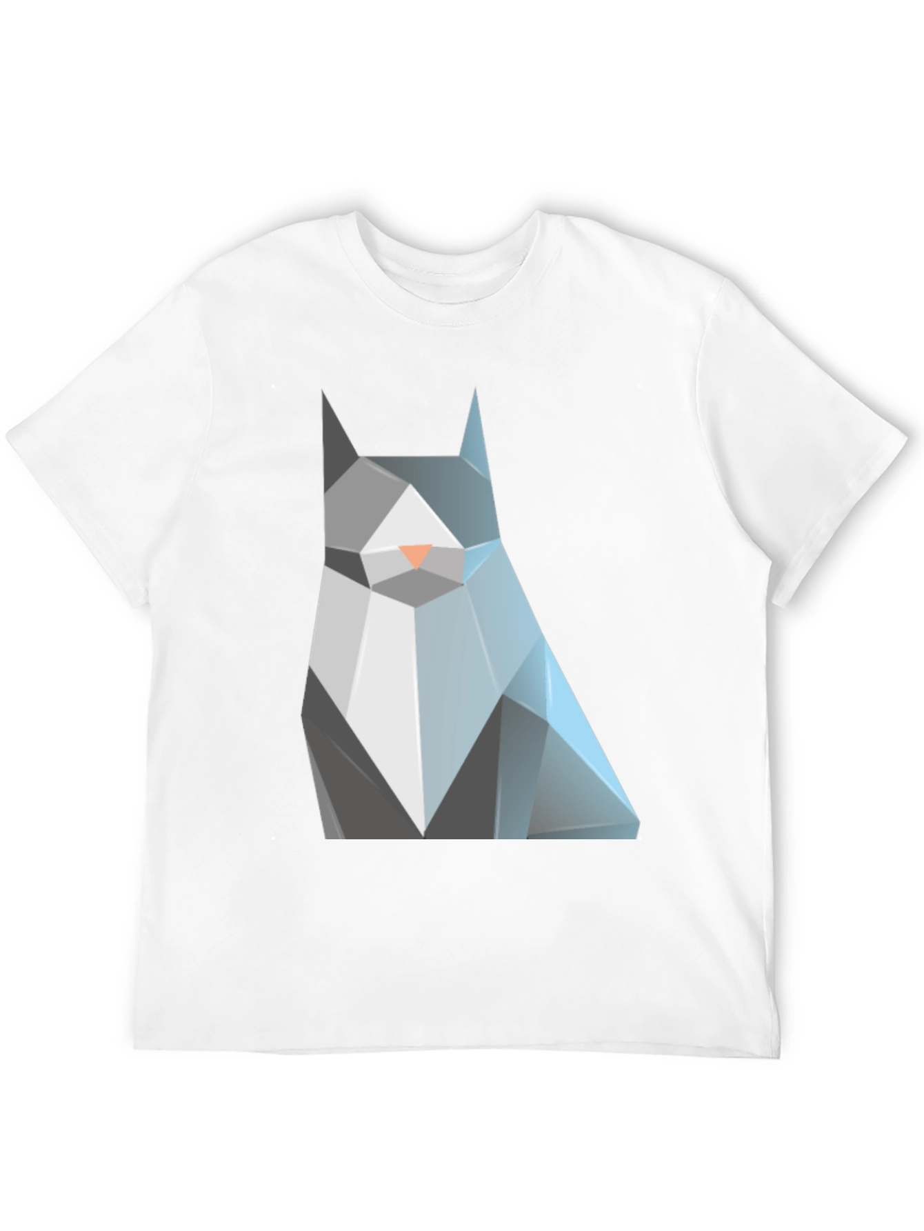 Geometric Cat Graphic Tee - Modern Mens Black T-Shirt