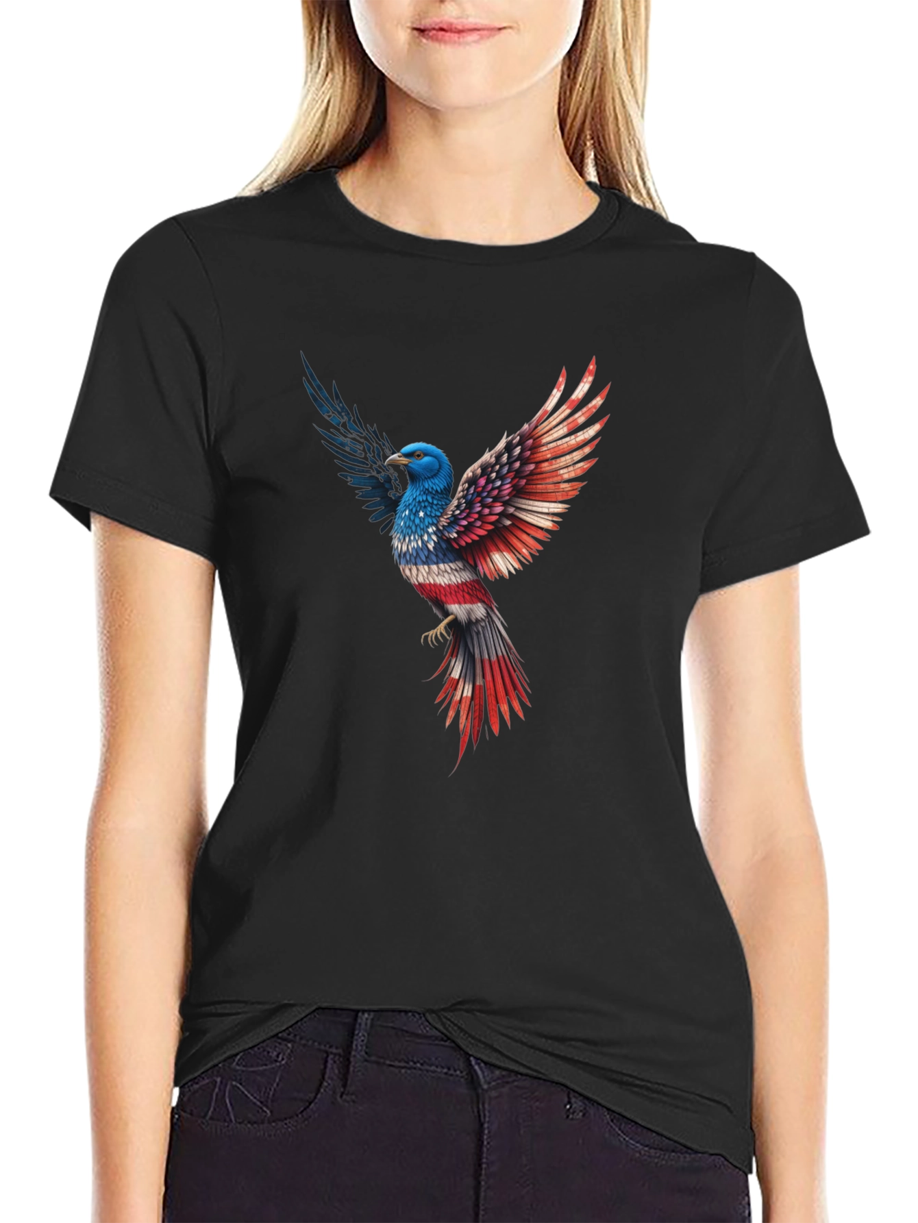 Patriotic Eagle Graphic Tee - Black