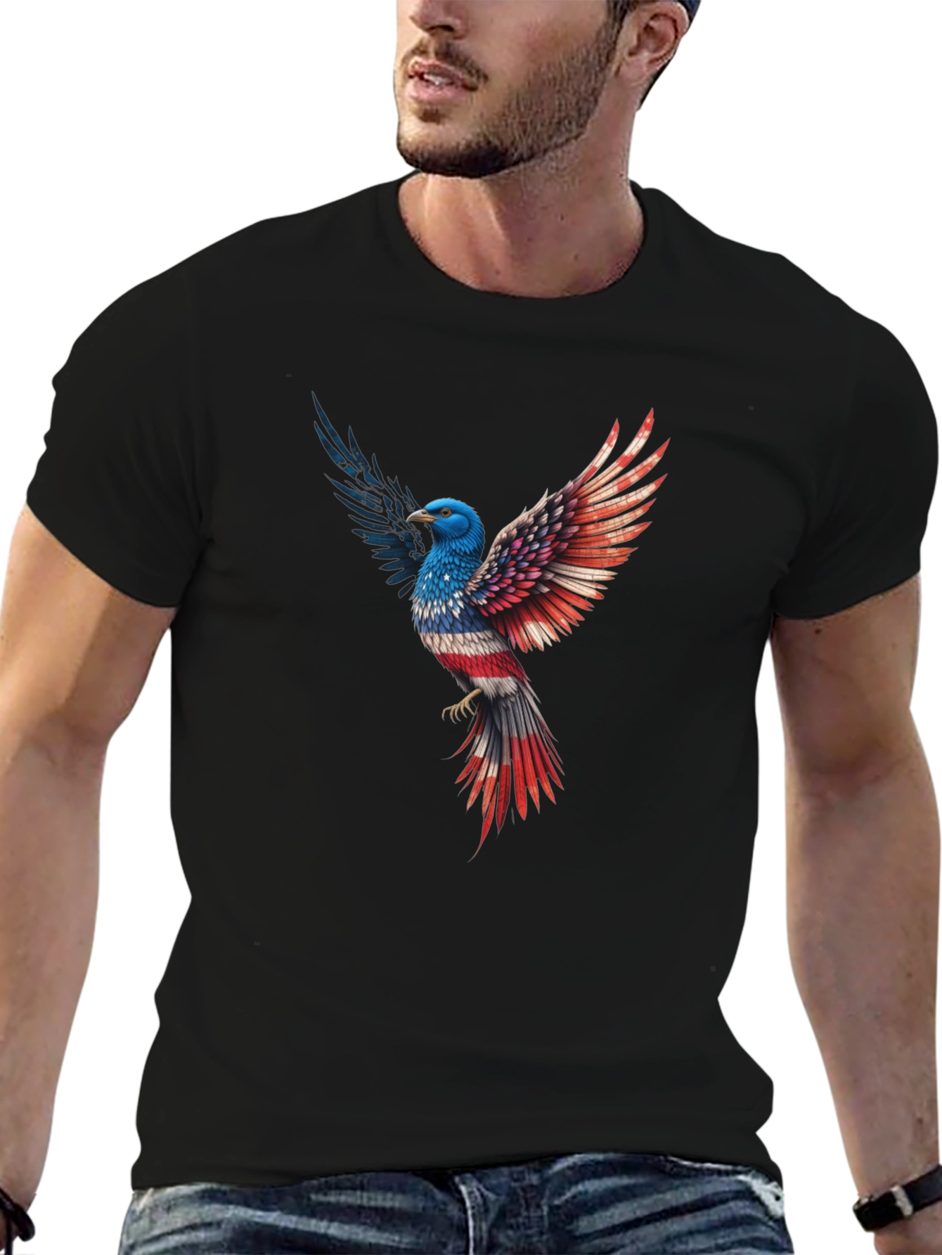 Patriotic Eagle Graphic Tee - Black