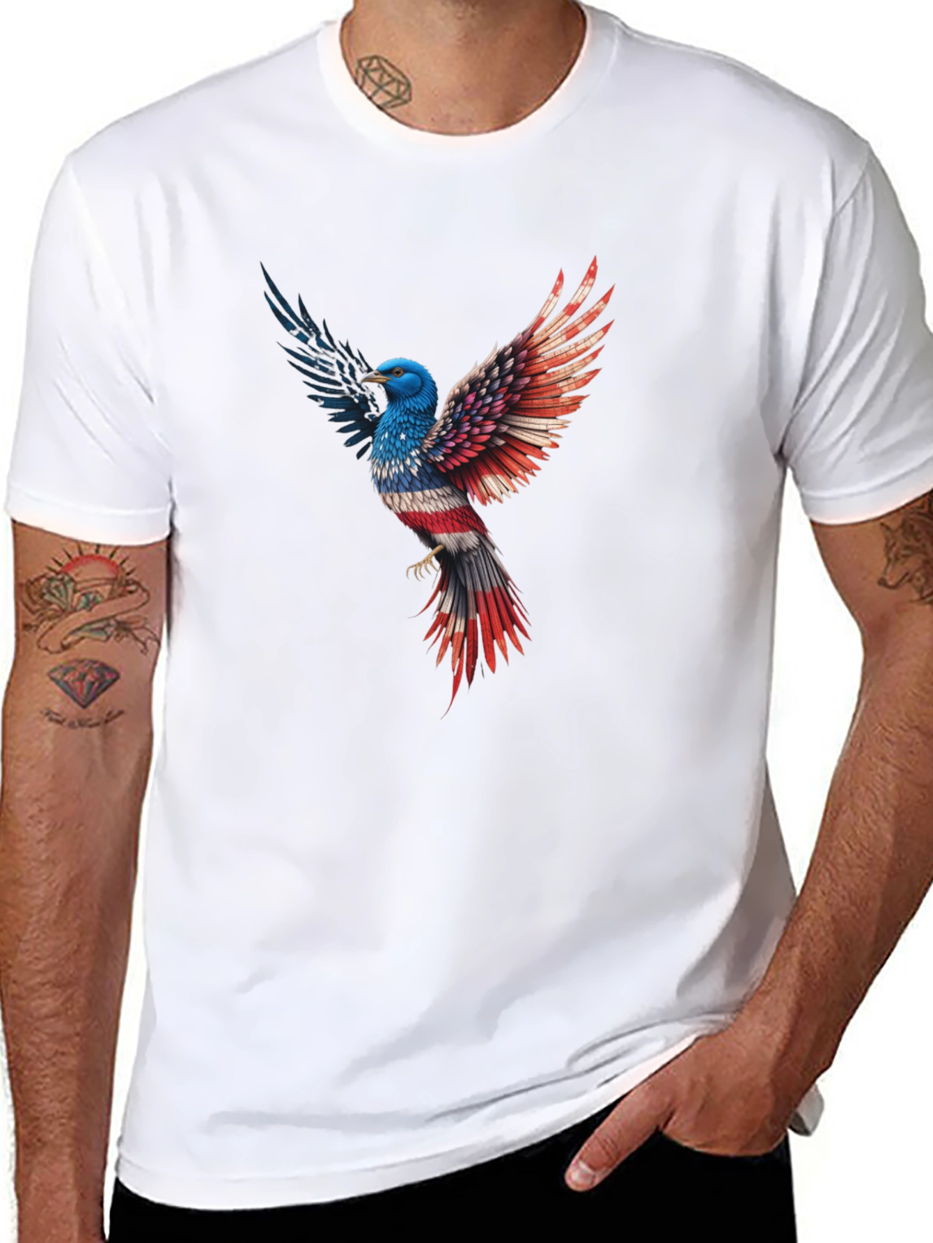 Patriotic Eagle Graphic Tee - Black