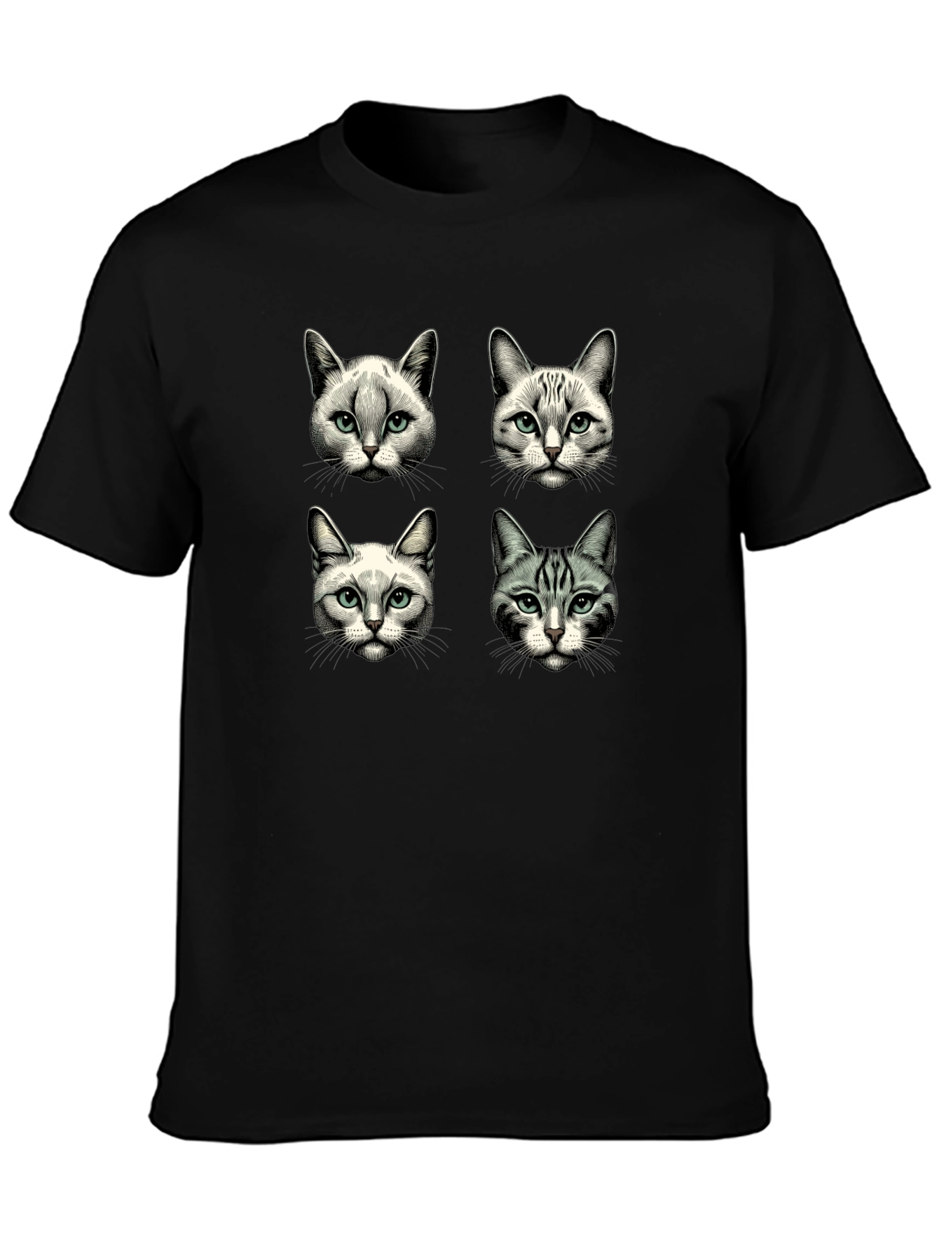 Cat Faces Graphic T-Shirt