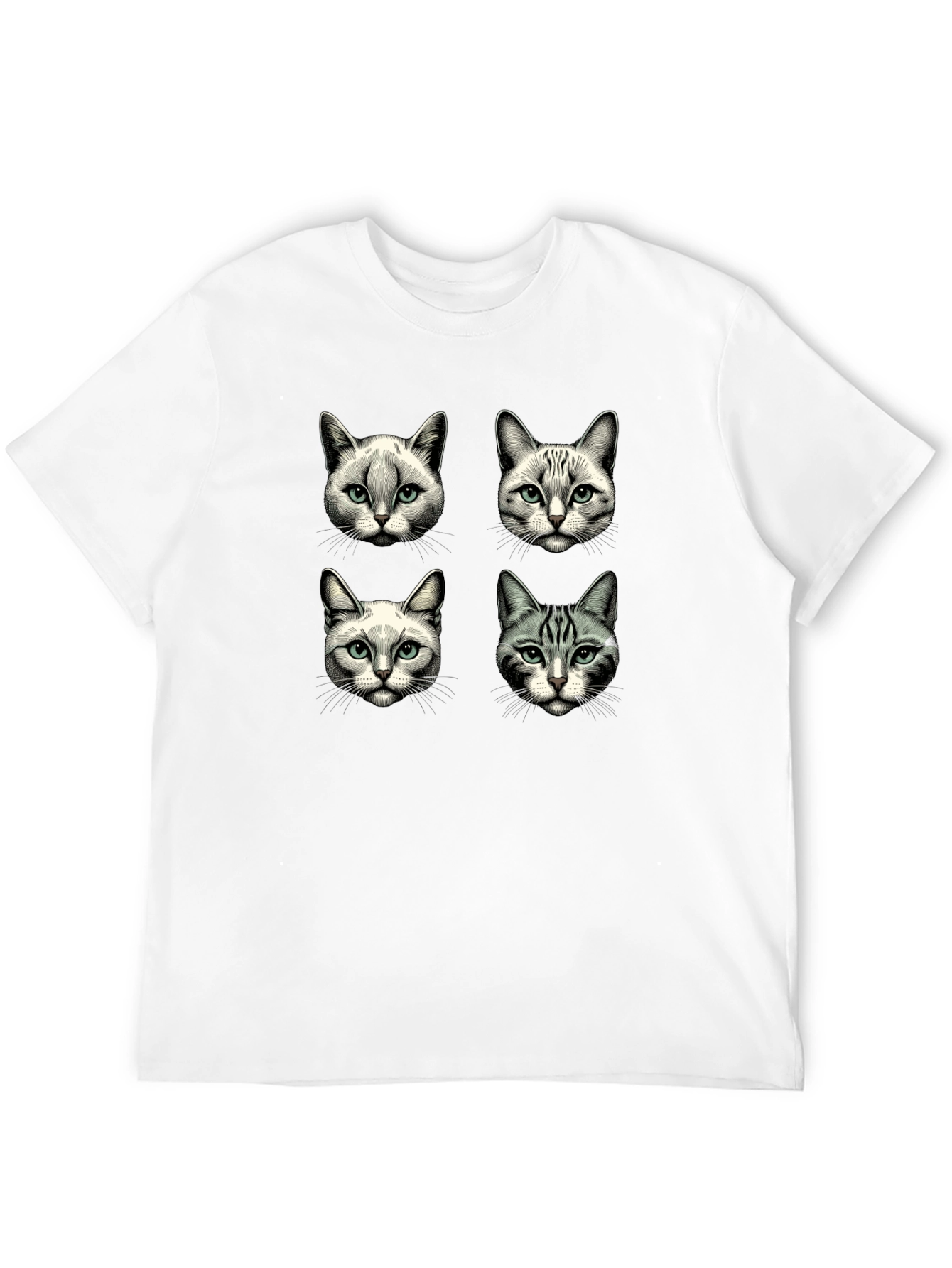 Cat Faces Graphic T-Shirt