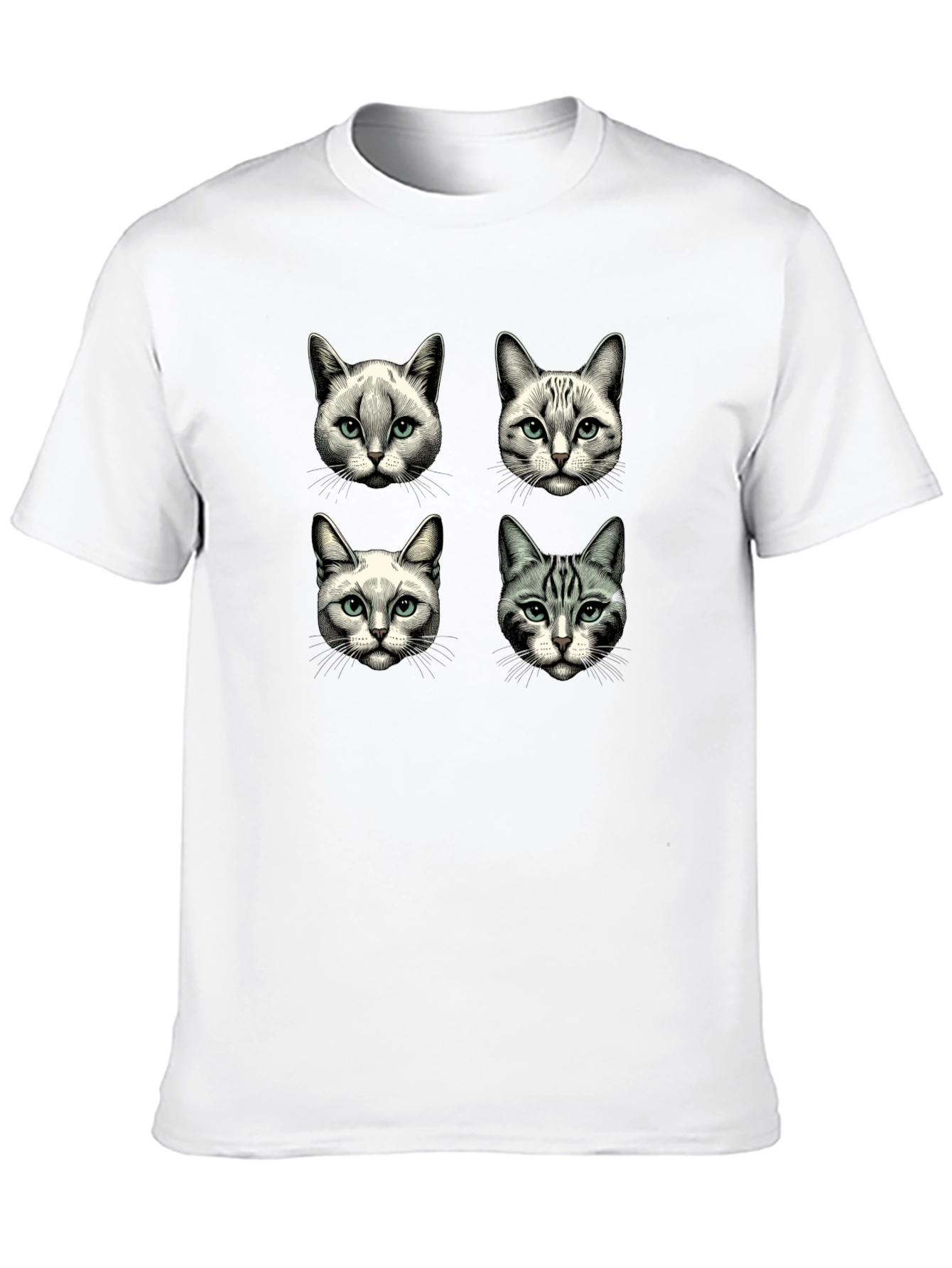 Cat Faces Graphic T-Shirt