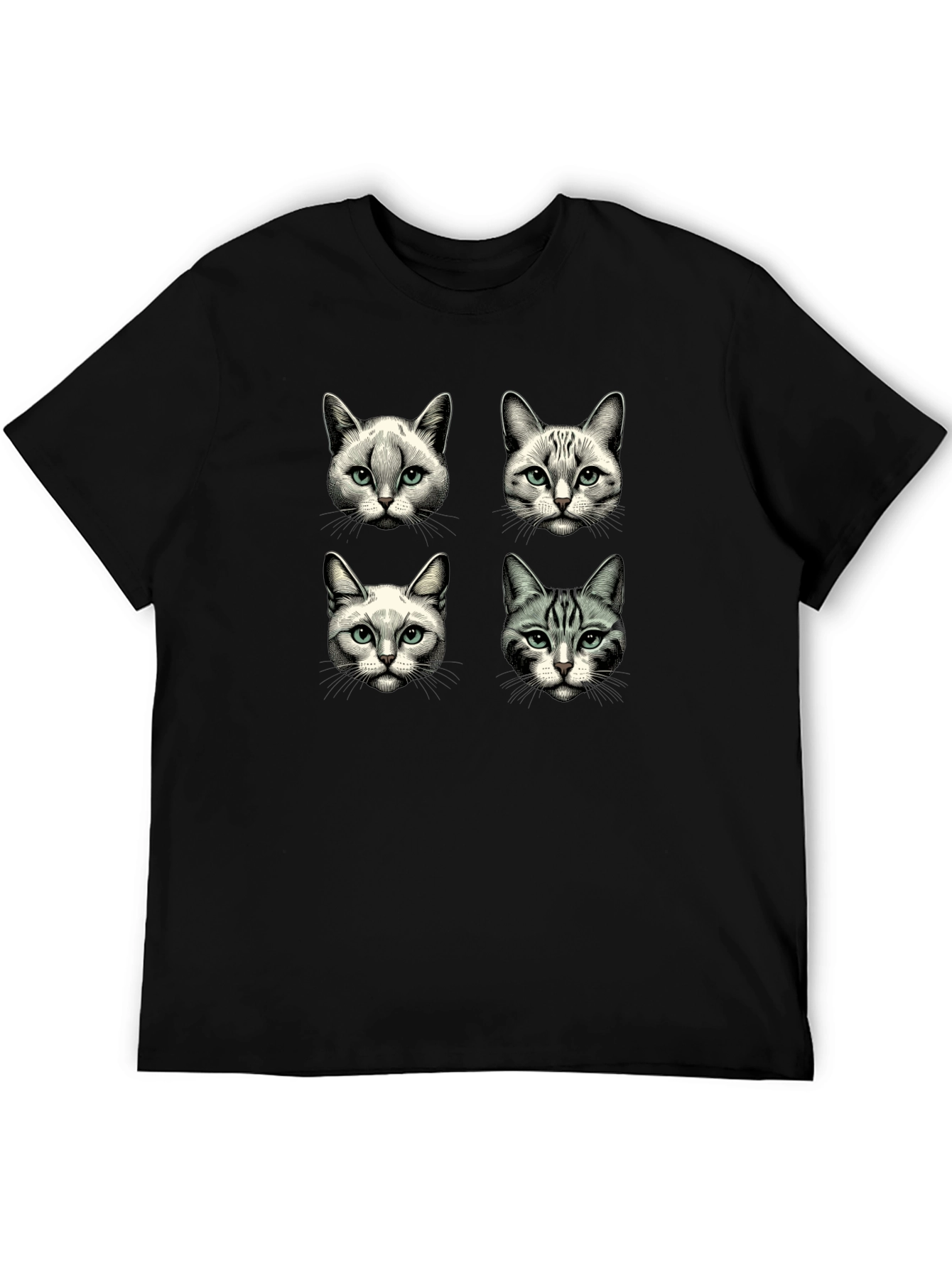 Cat Faces Graphic T-Shirt