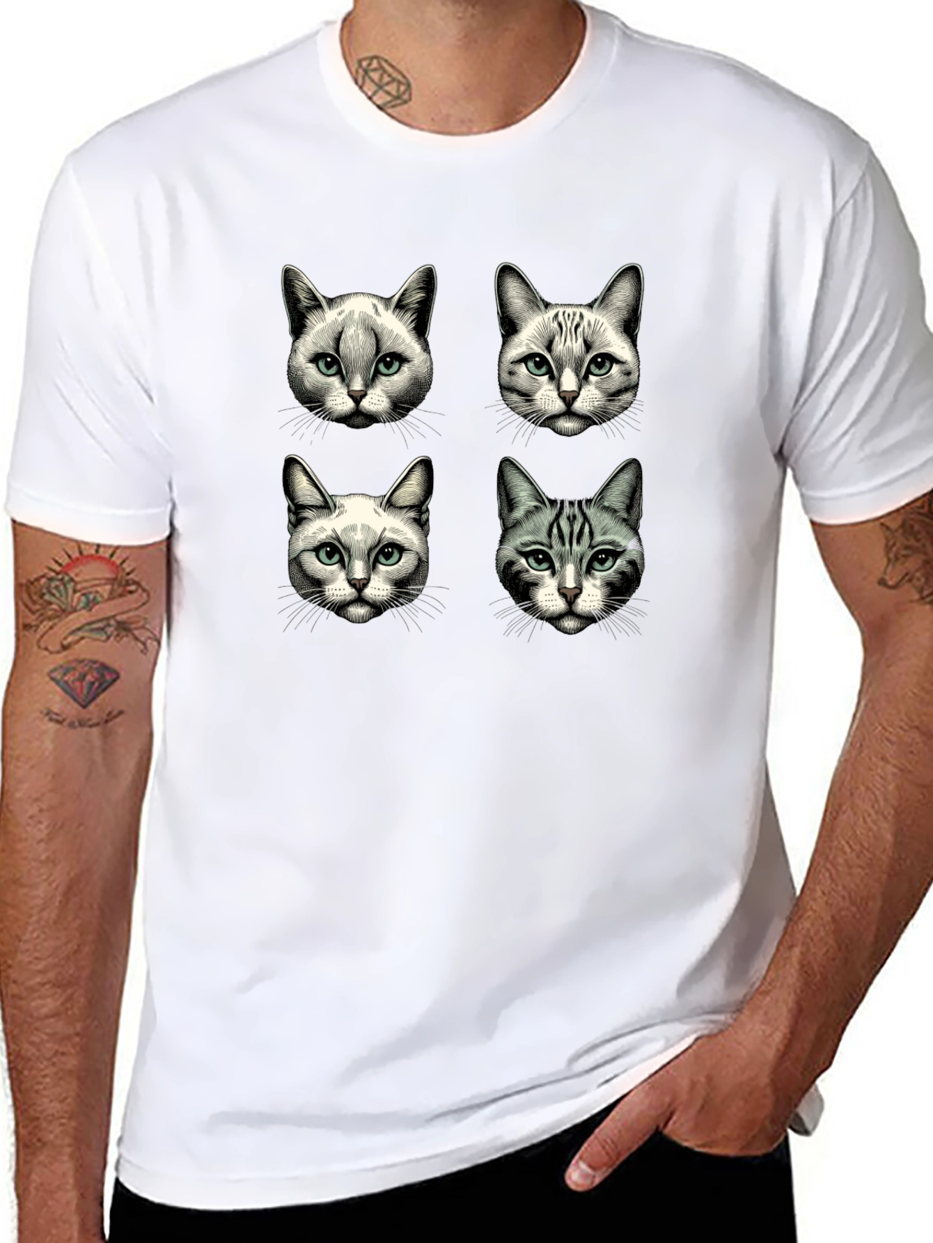 Cat Faces Graphic T-Shirt
