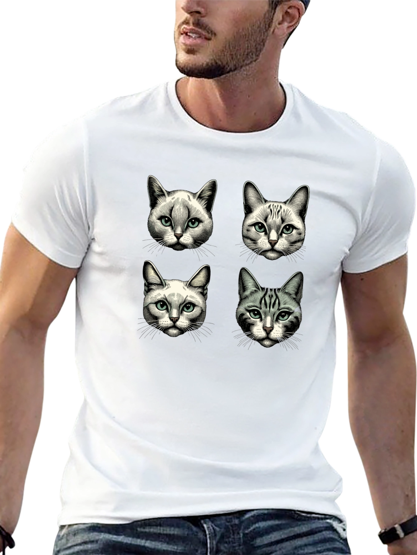 Cat Faces Graphic T-Shirt
