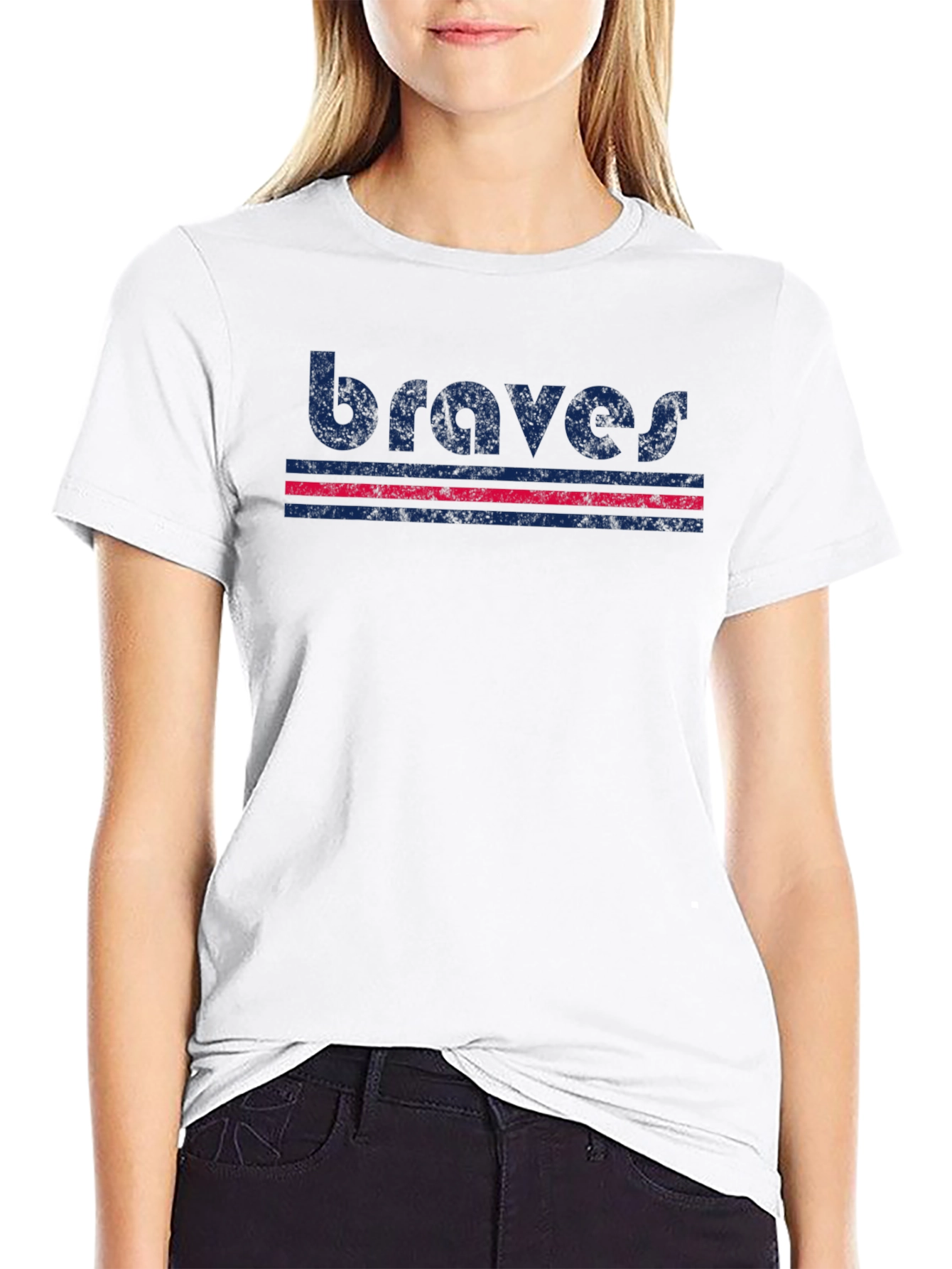 Braves Retro Graphic T-Shirt - Black Cotton Blend