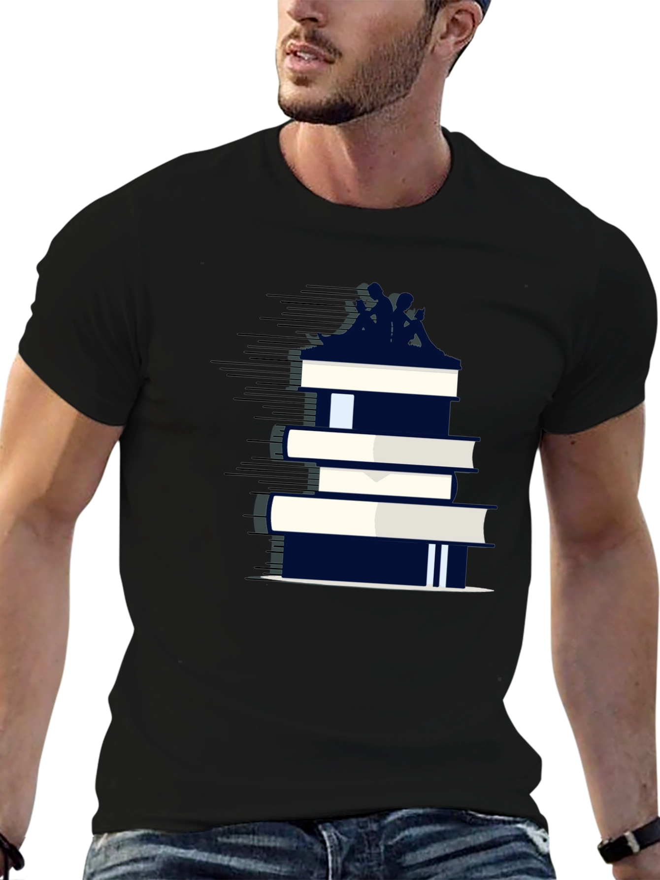 Book Stack Tee - Literary Fashion