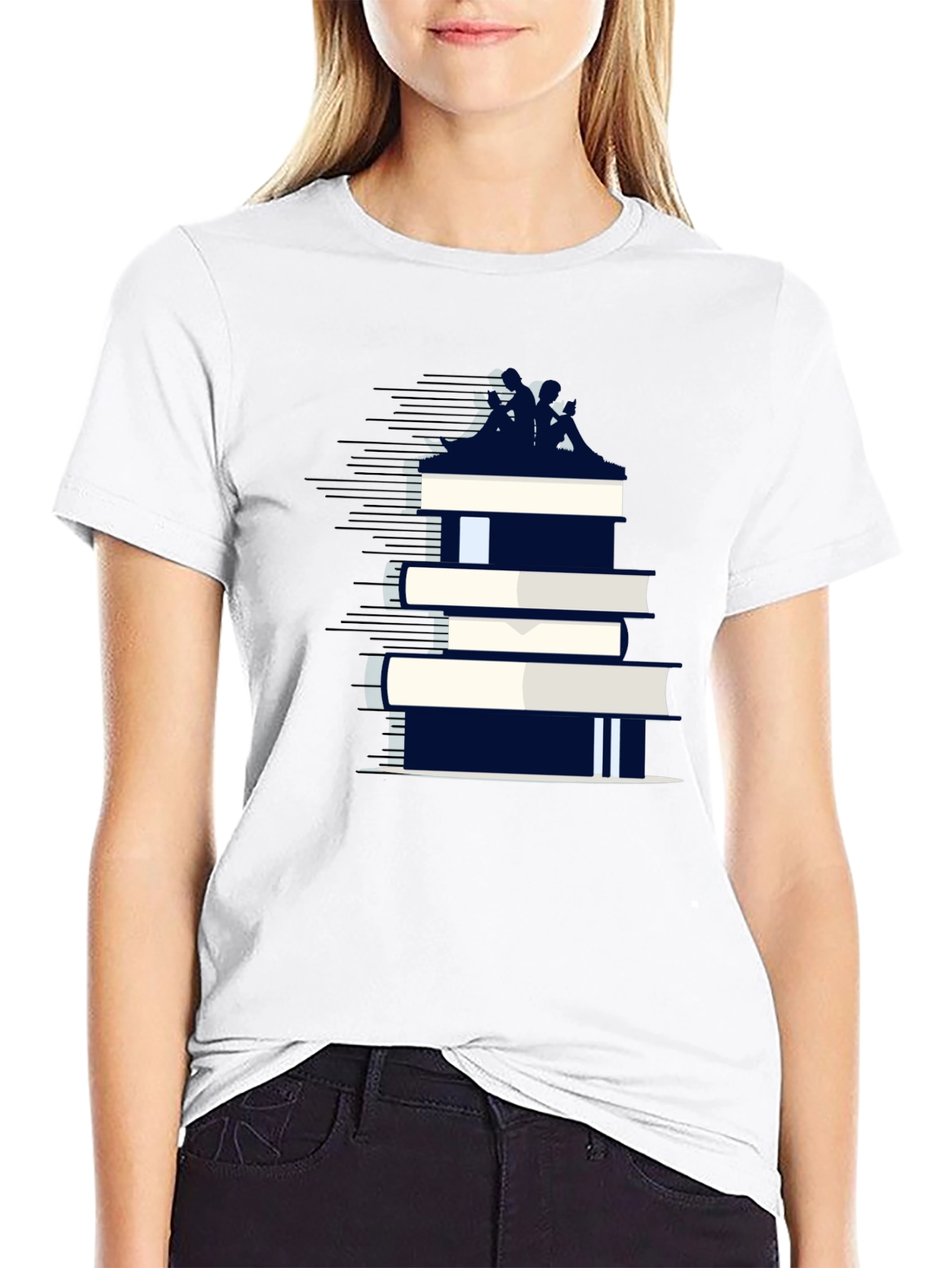 Book Stack Tee - Literary Fashion