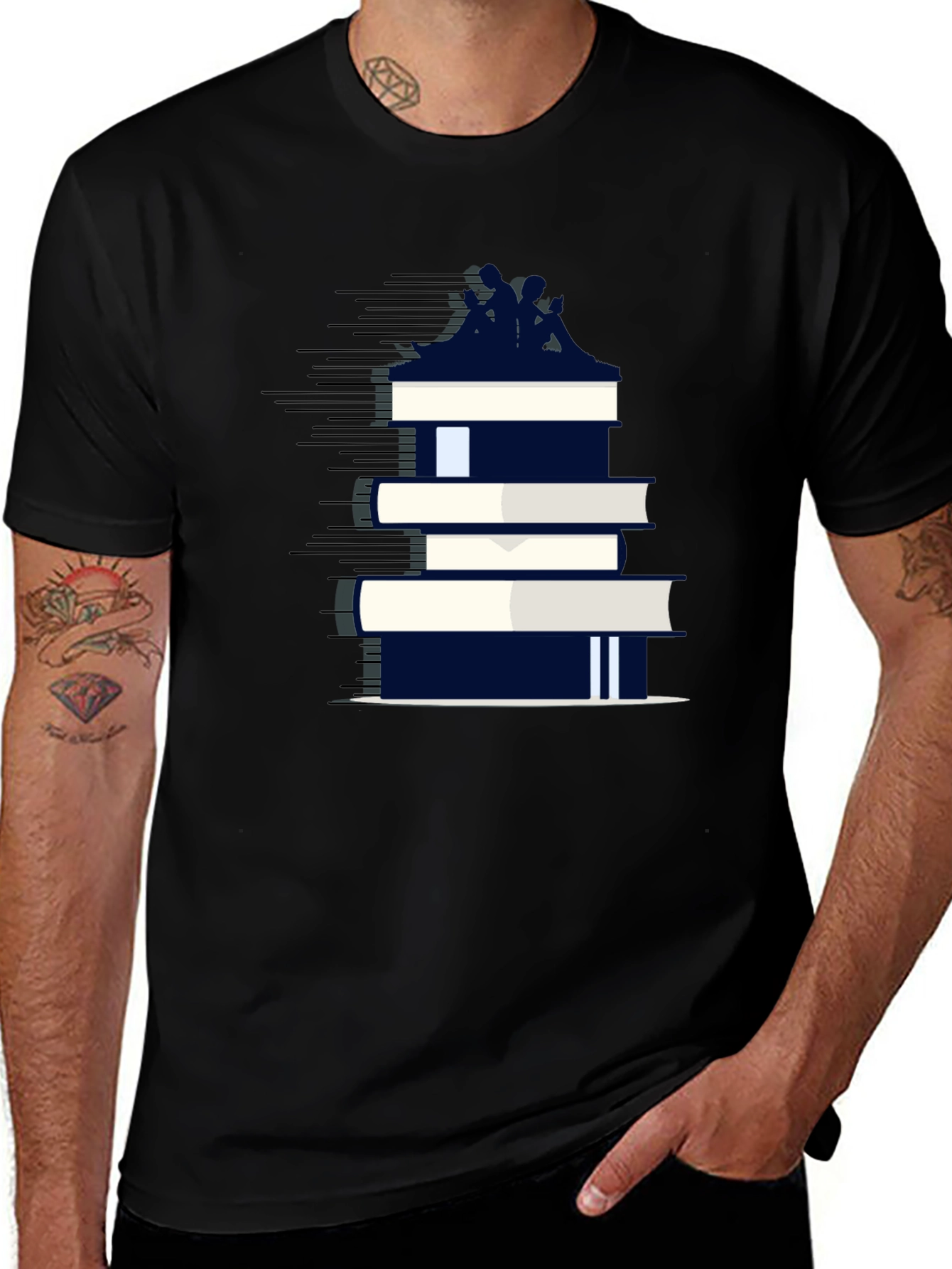 Book Stack Tee - Literary Fashion