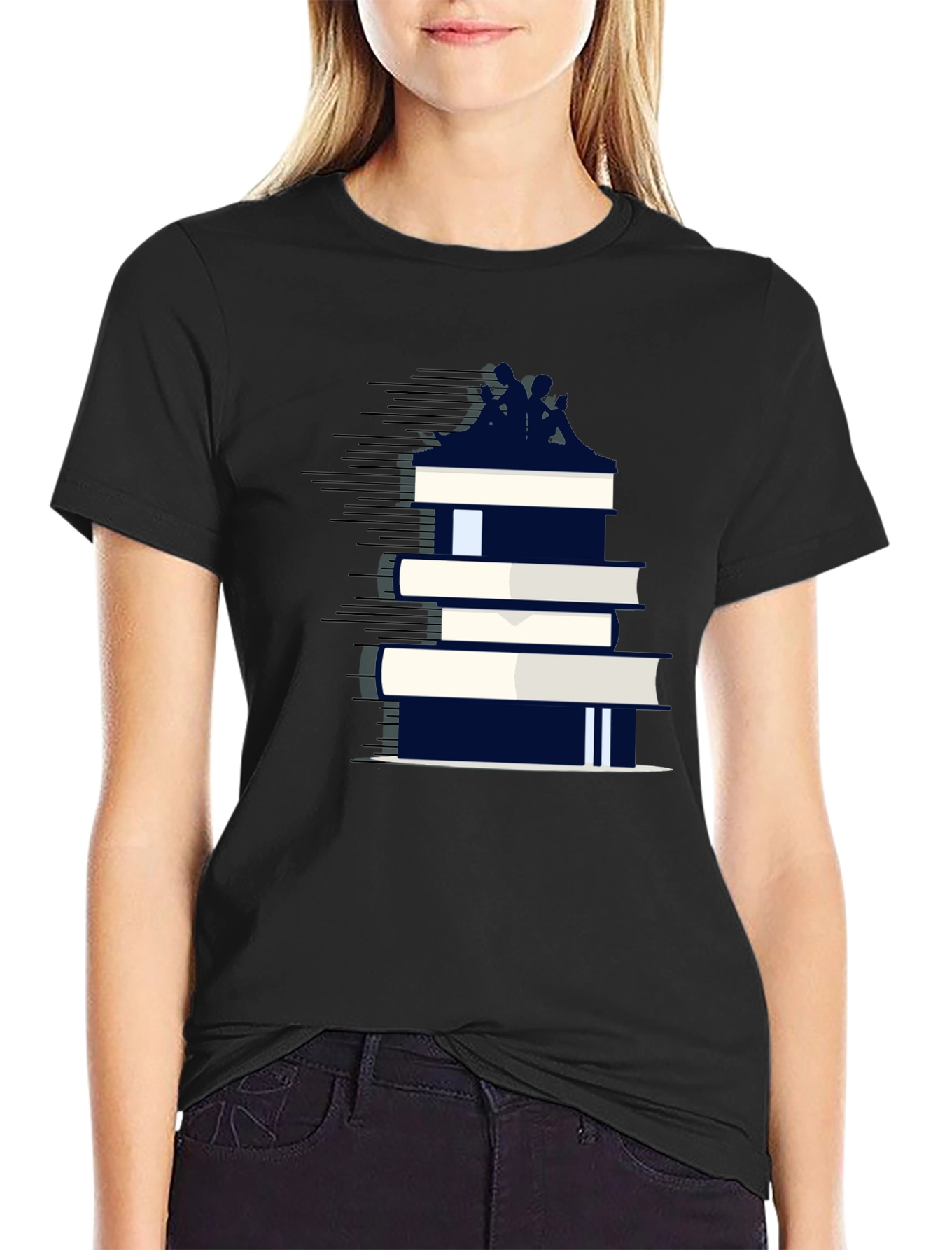 Book Stack Tee - Literary Fashion