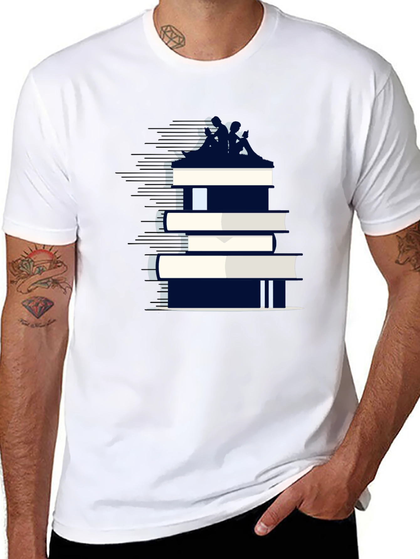 Book Stack Tee - Literary Fashion