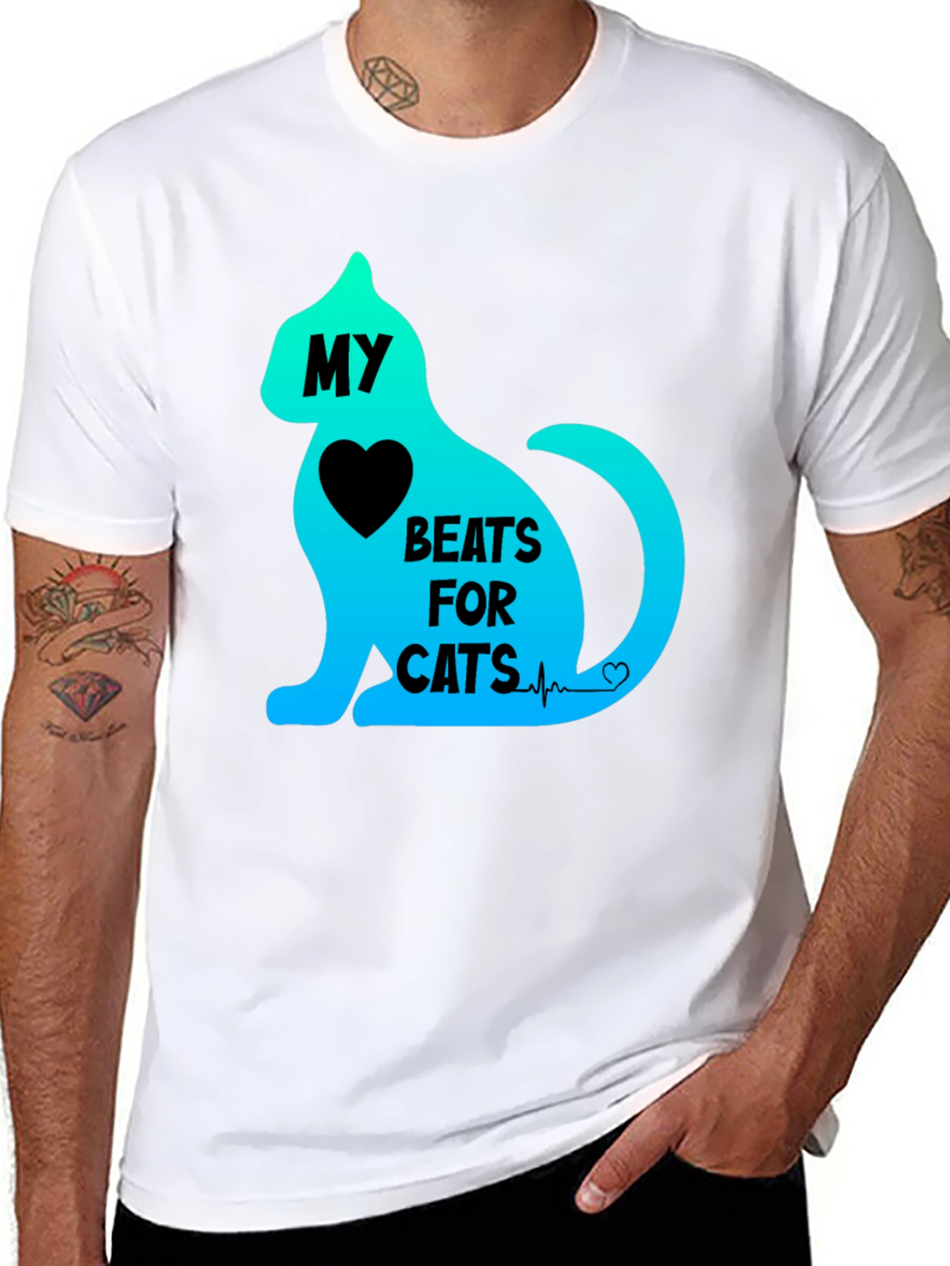 My Heart Beats For Cats Graphic Tee