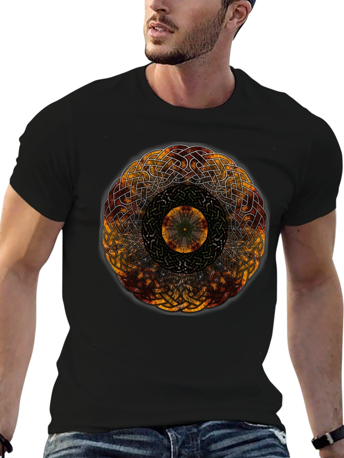 Celtic Knot Mandala Graphic Black Tee
