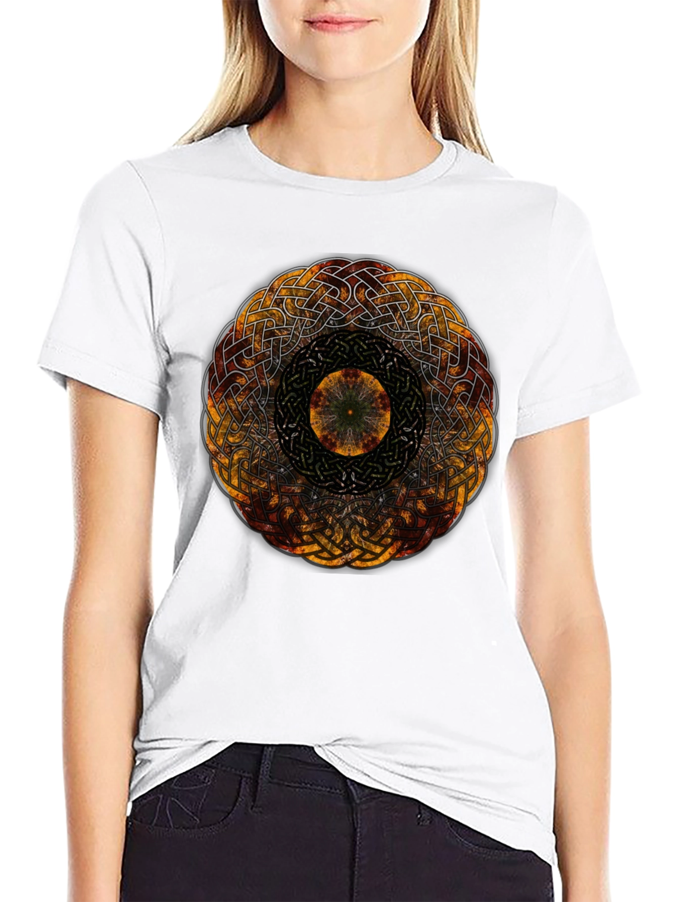 Celtic Knot Mandala Graphic Black Tee