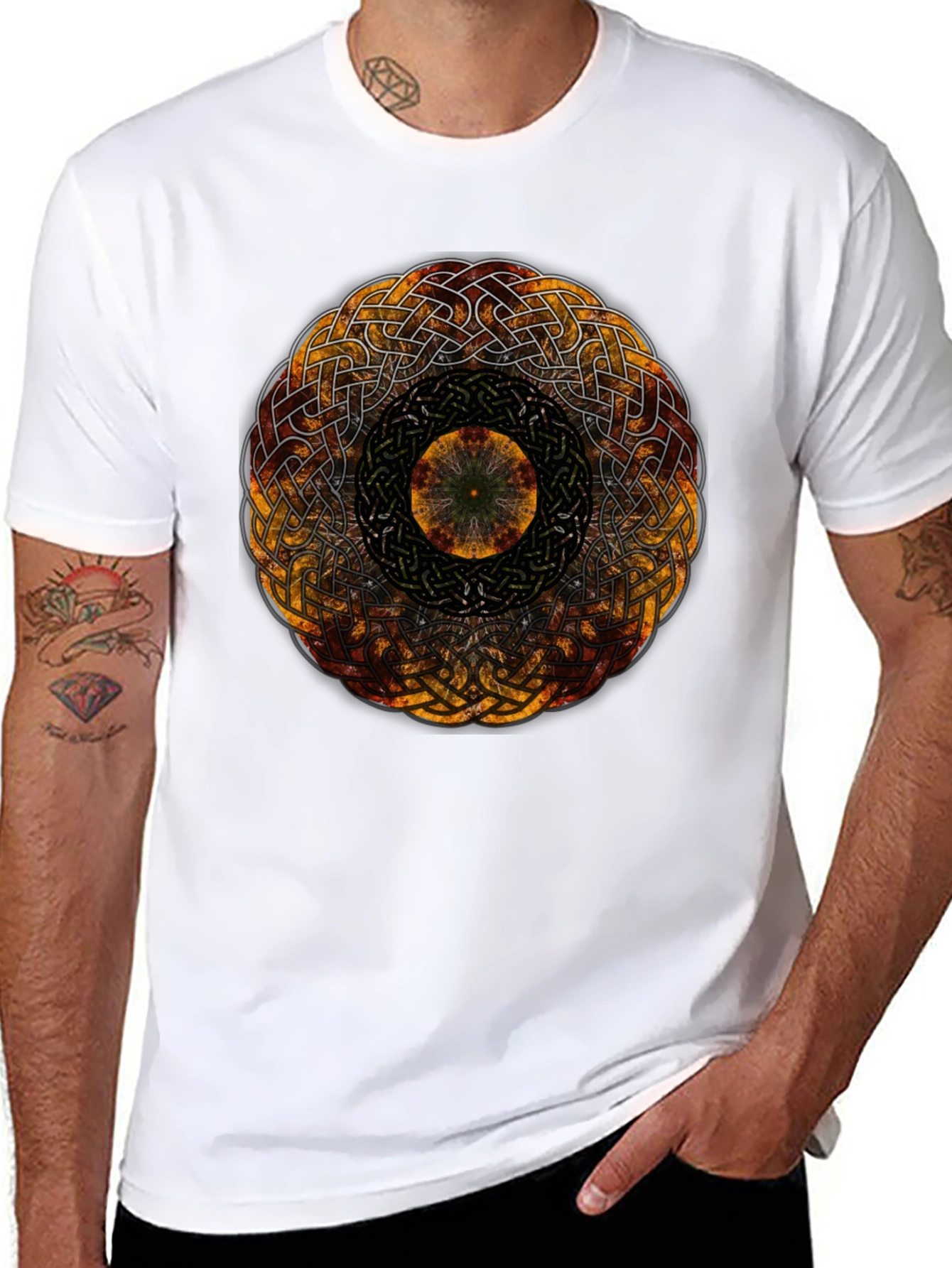 Celtic Knot Mandala Graphic Black Tee