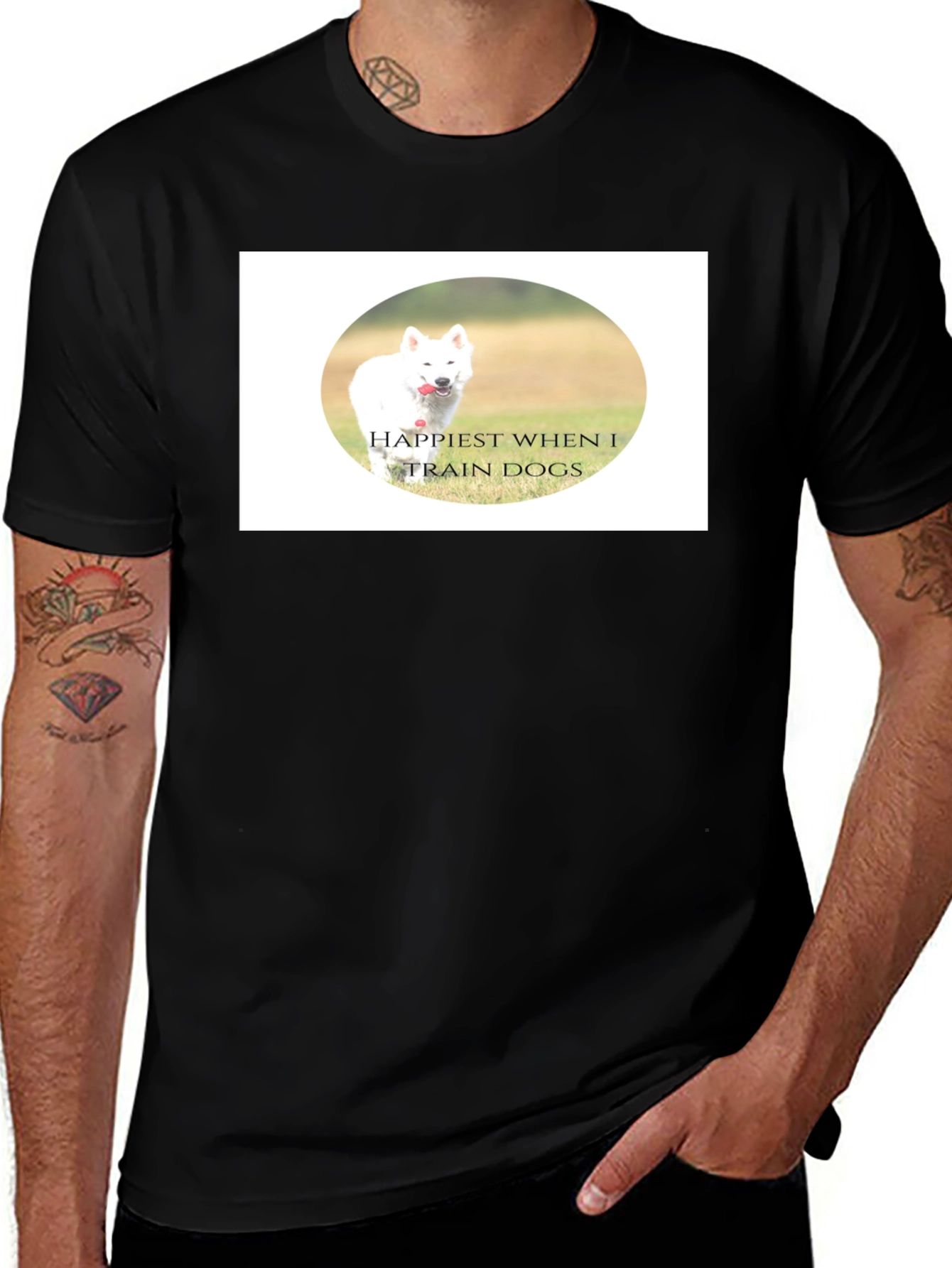 Happiest When I Train Dogs Black T-Shirt