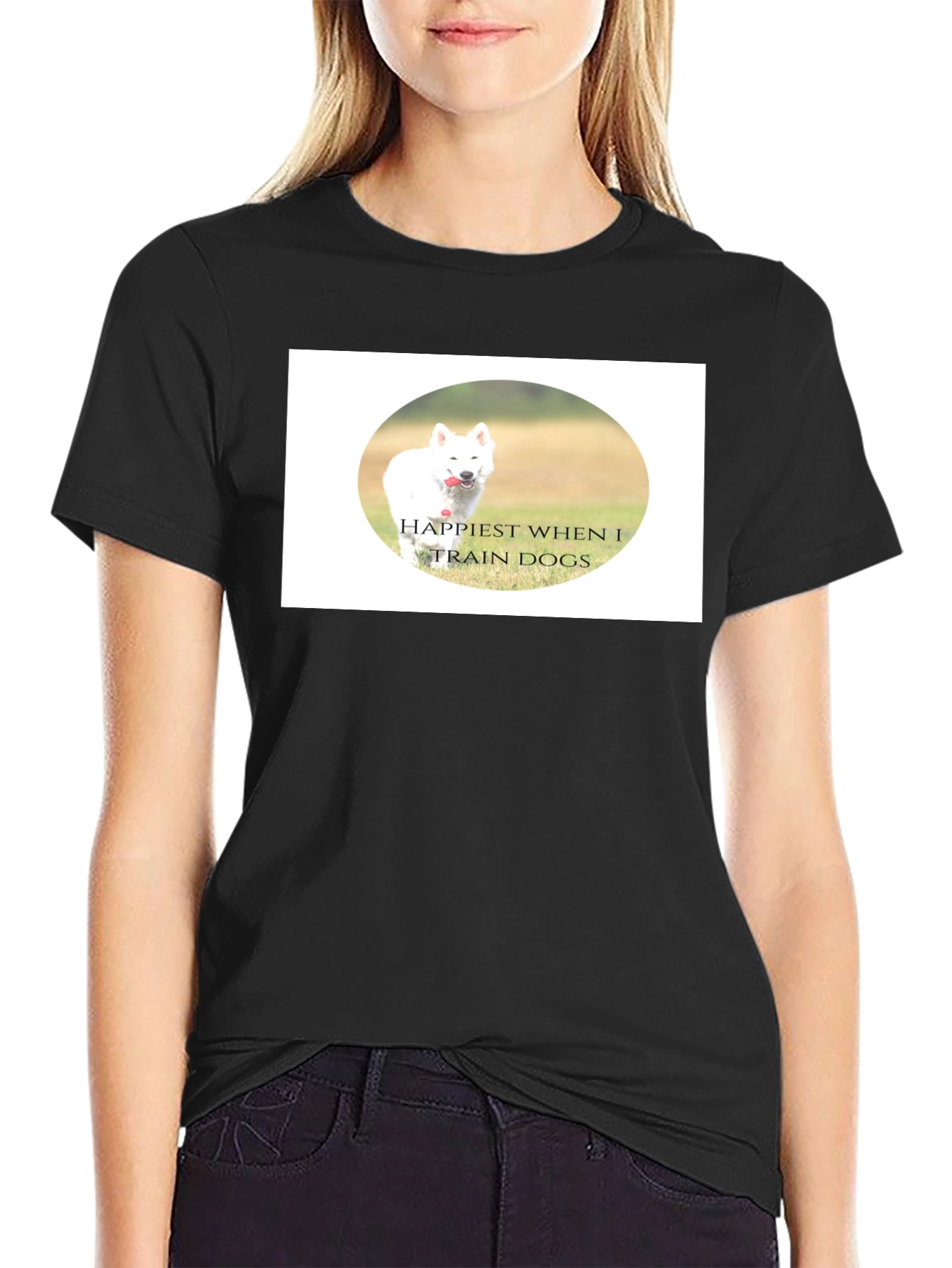 Happiest When I Train Dogs Black T-Shirt