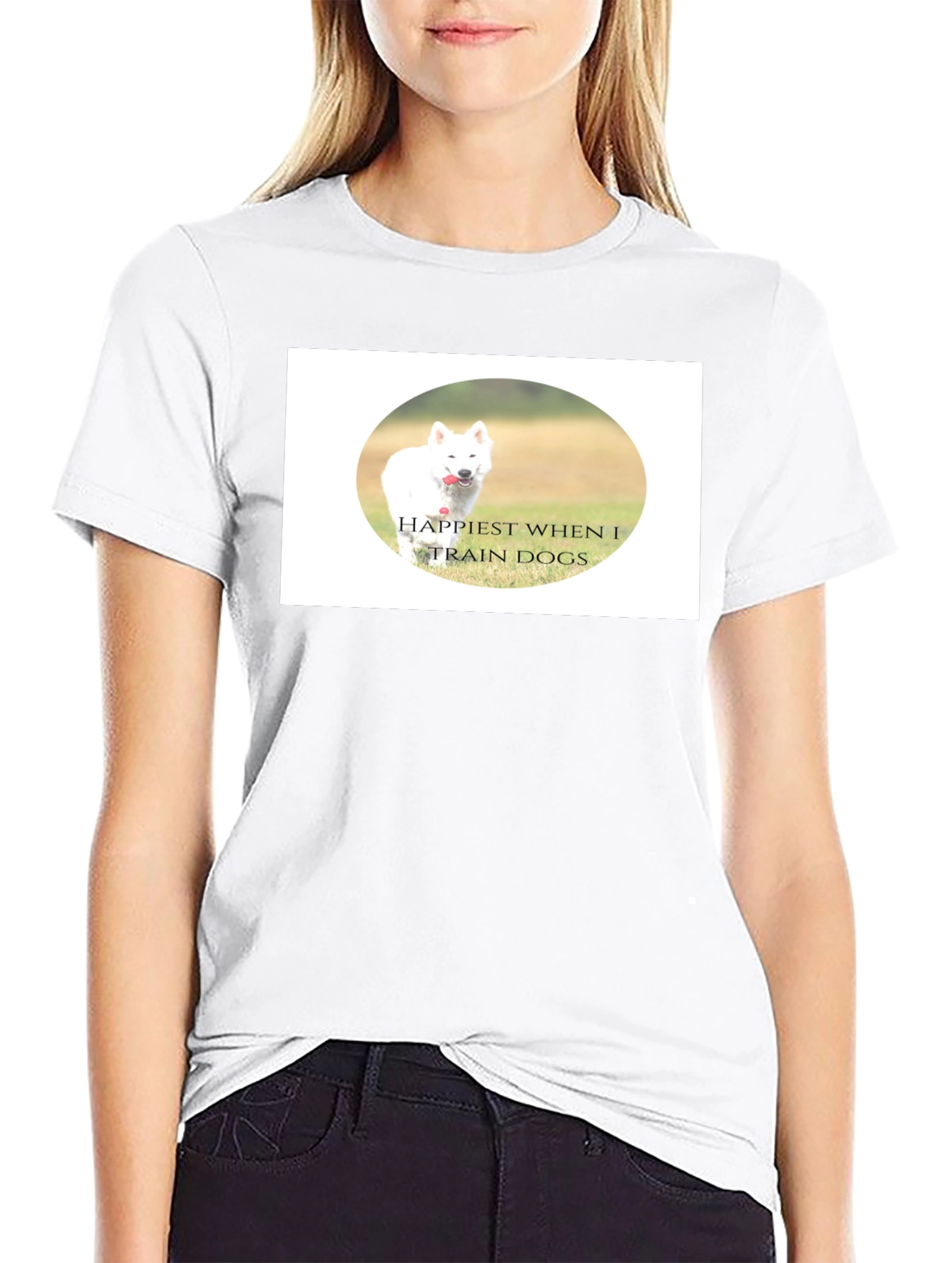 Happiest When I Train Dogs Black T-Shirt