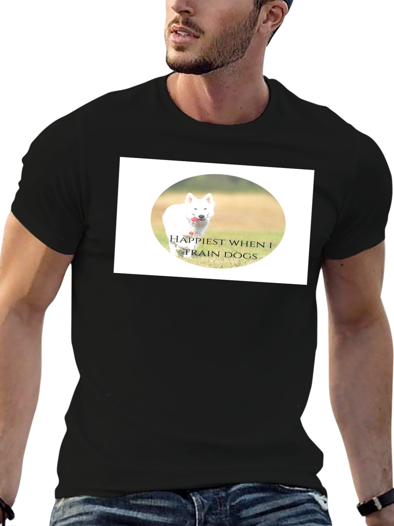 Happiest When I Train Dogs Black T-Shirt