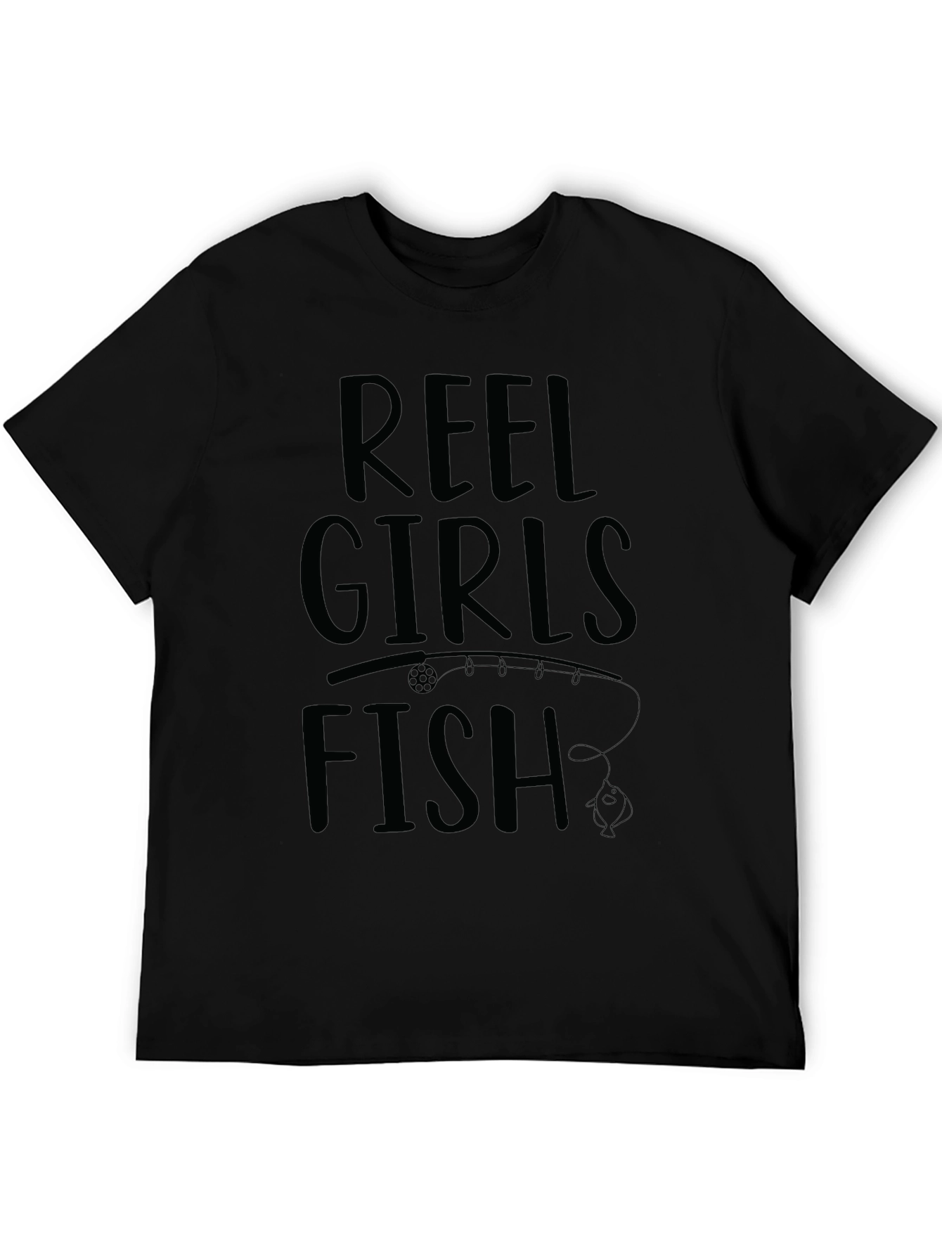 Reel Girls Fish Black Graphic Tee