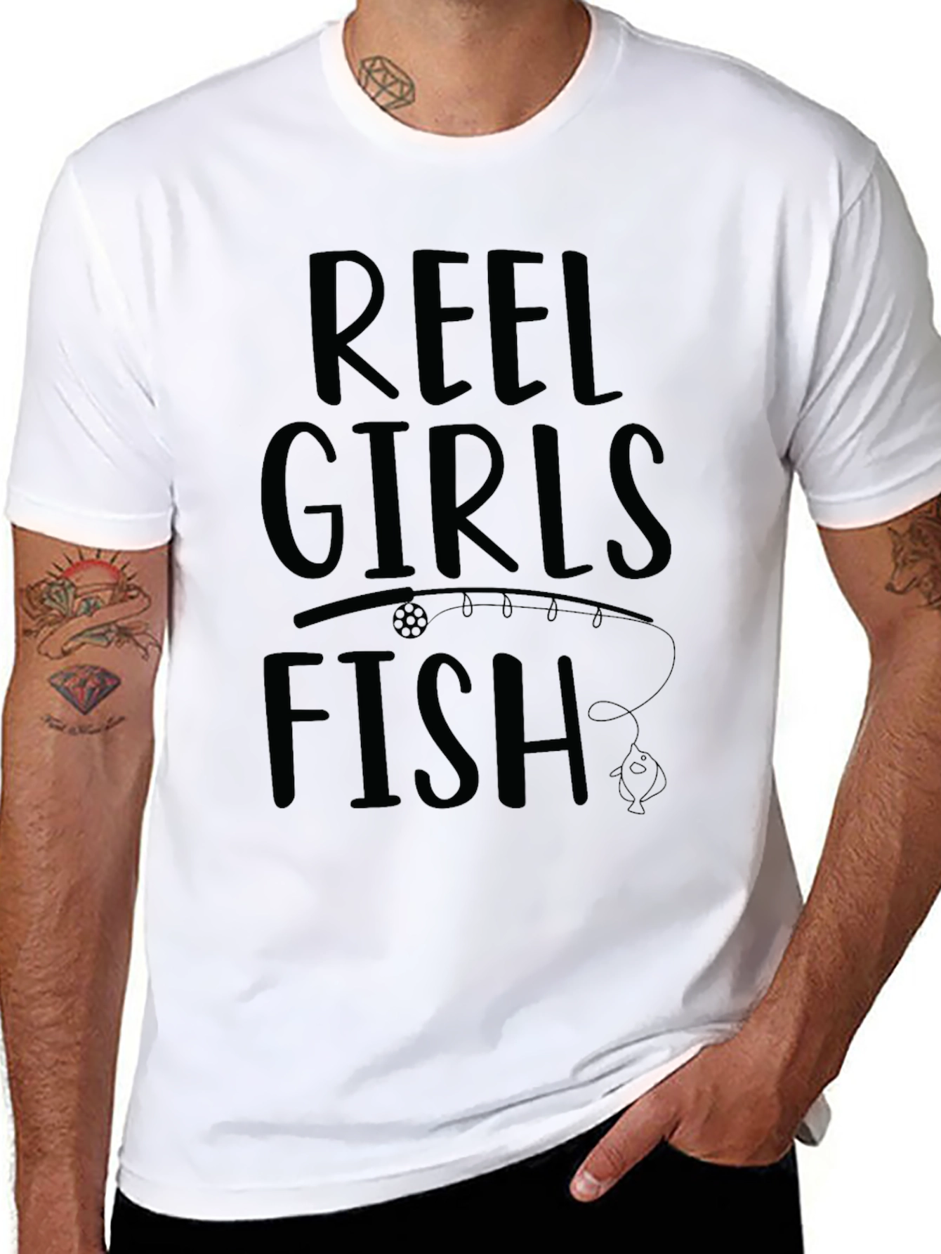 Reel Girls Fish Black Graphic Tee