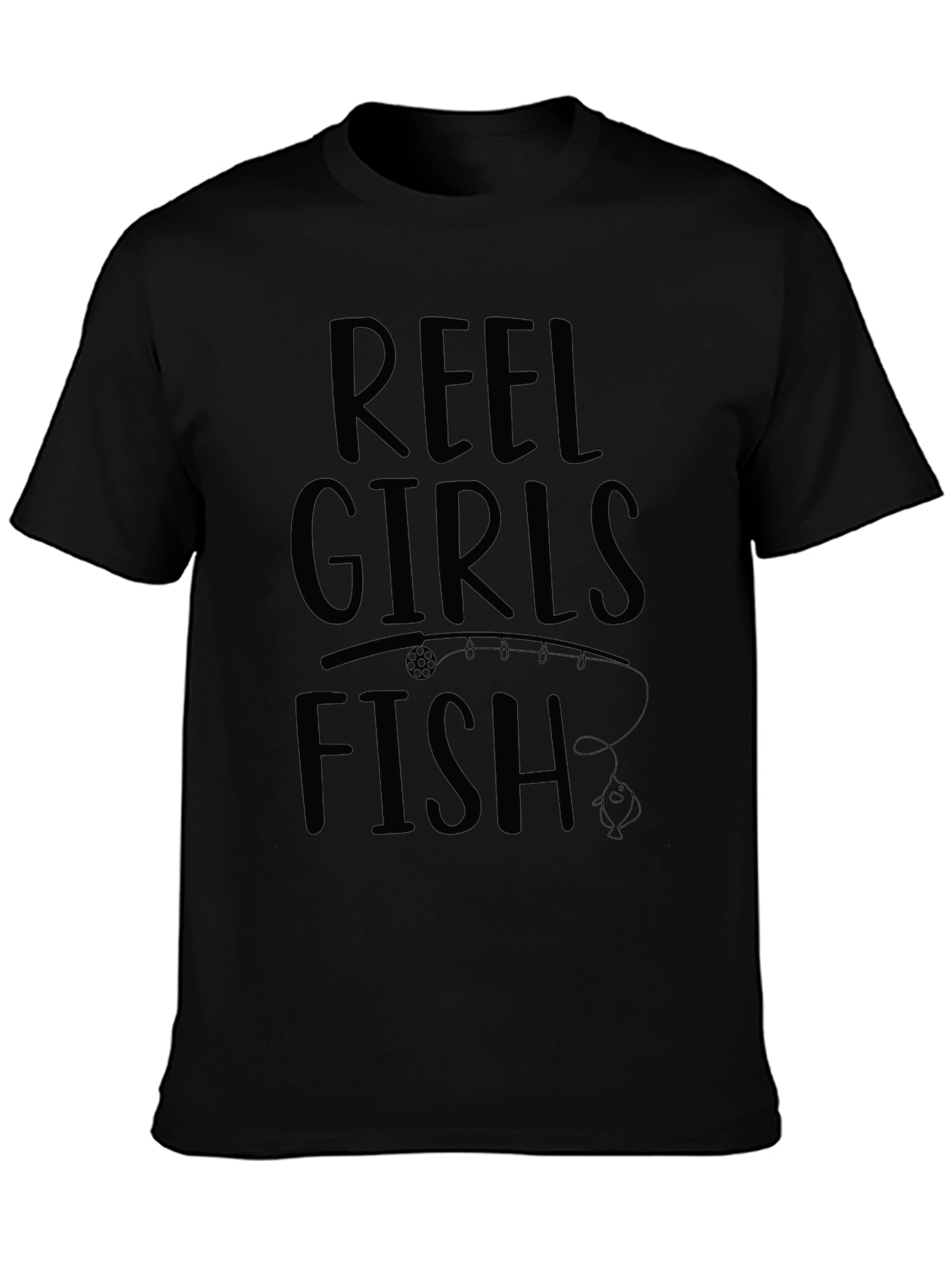 Reel Girls Fish Black Graphic Tee