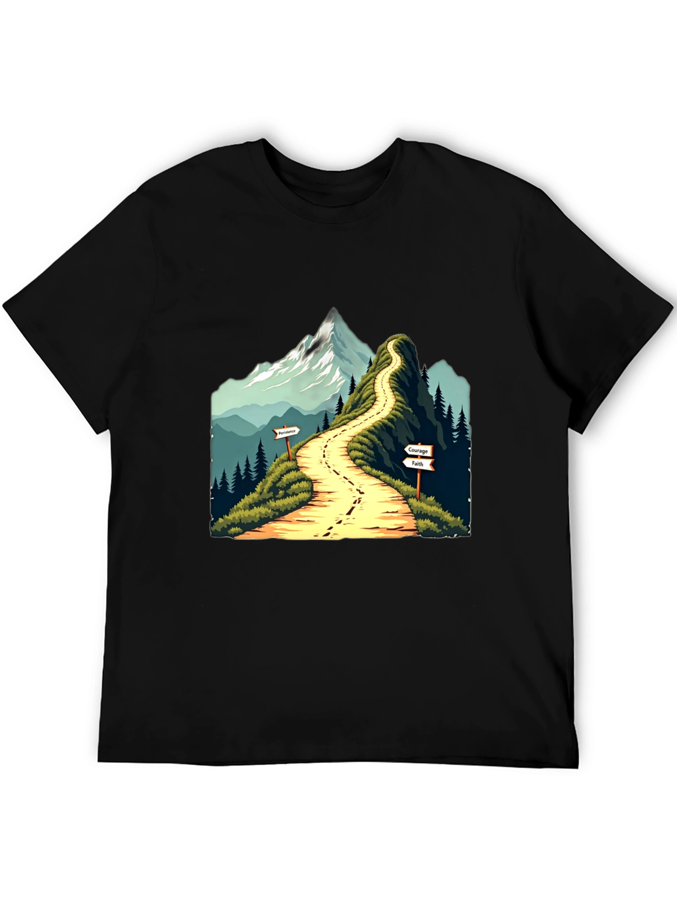 Mountain Path Graphic Tee - Courage Faith Perseverance