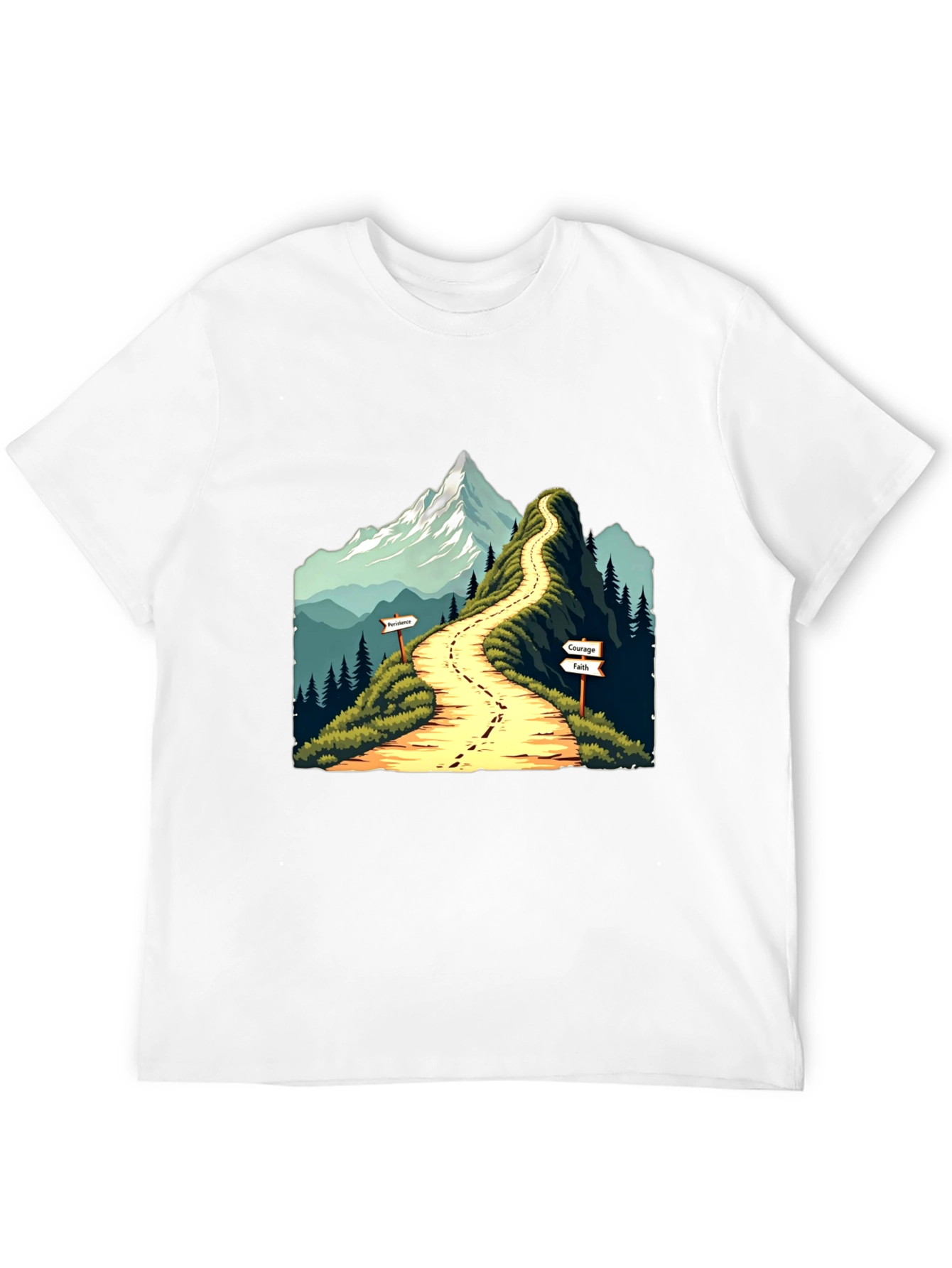 Mountain Path Graphic Tee - Courage Faith Perseverance