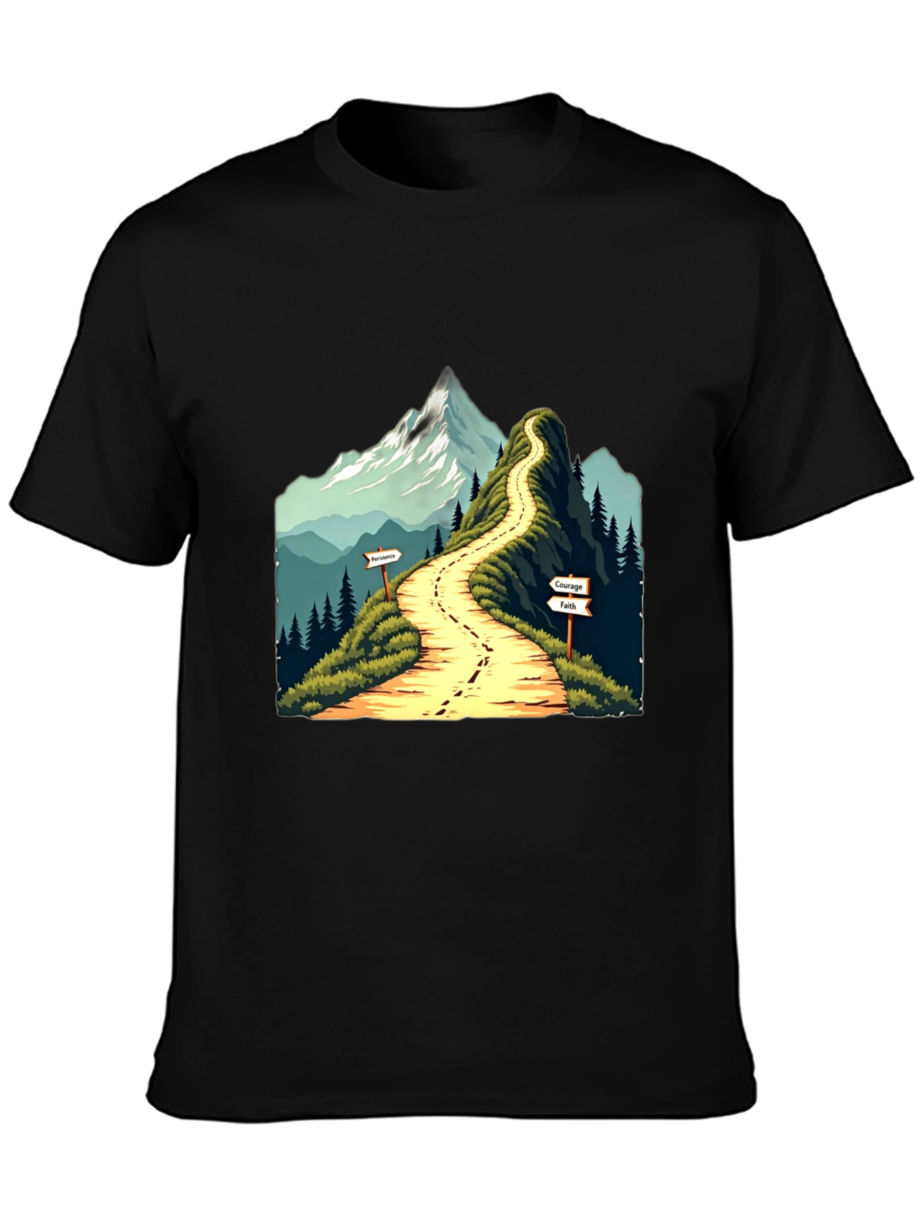 Mountain Path Graphic Tee - Courage Faith Perseverance