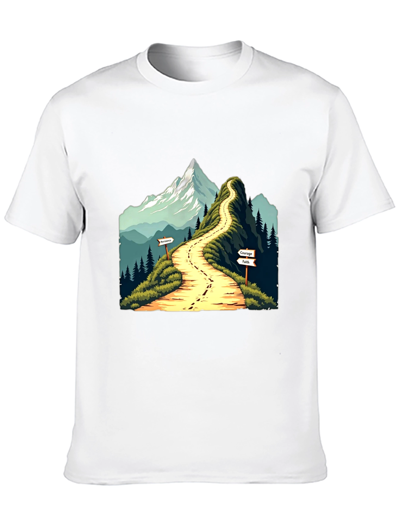 Mountain Path Graphic Tee - Courage Faith Perseverance