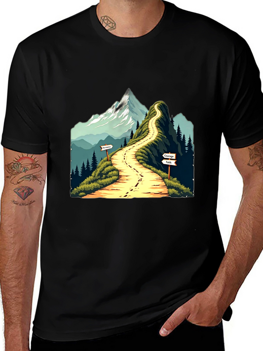 Mountain Path Graphic Tee - Courage Faith Perseverance