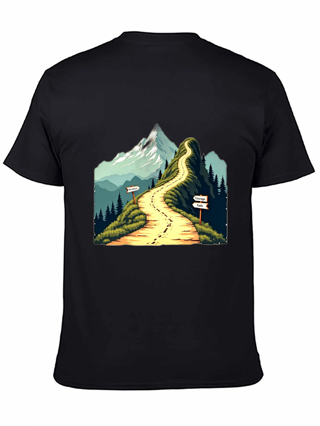 Mountain Path Graphic Tee - Courage Faith Perseverance
