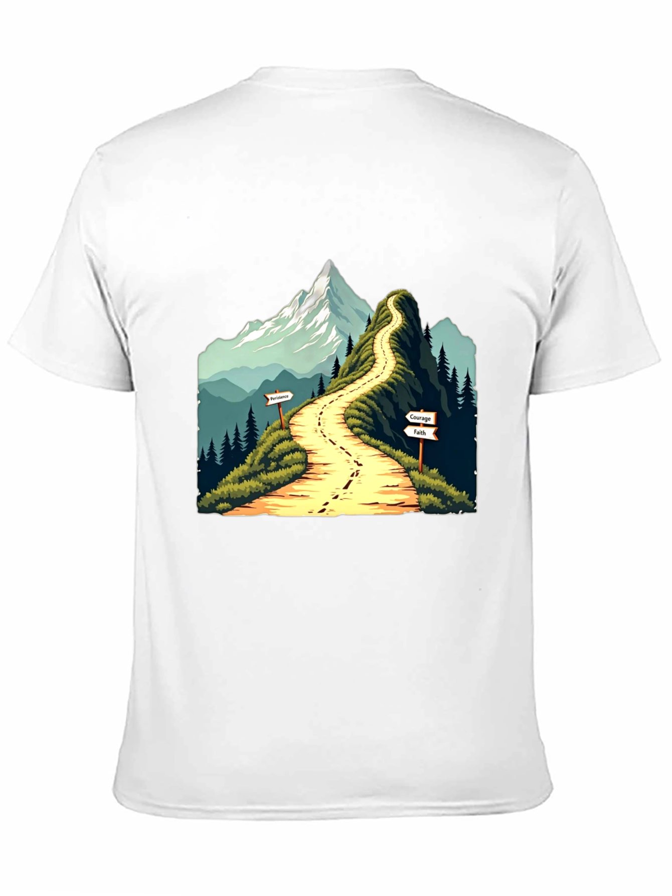 Mountain Path Graphic Tee - Courage Faith Perseverance