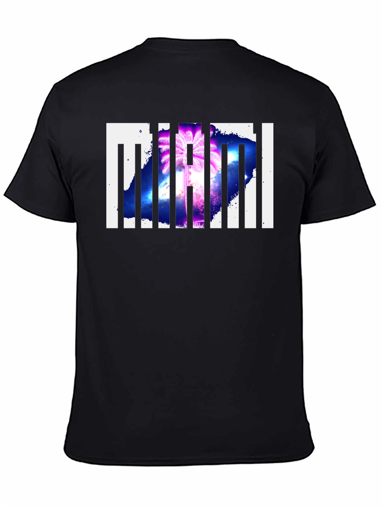 Miami Palm Tree Graphic Print Black T-Shirt
