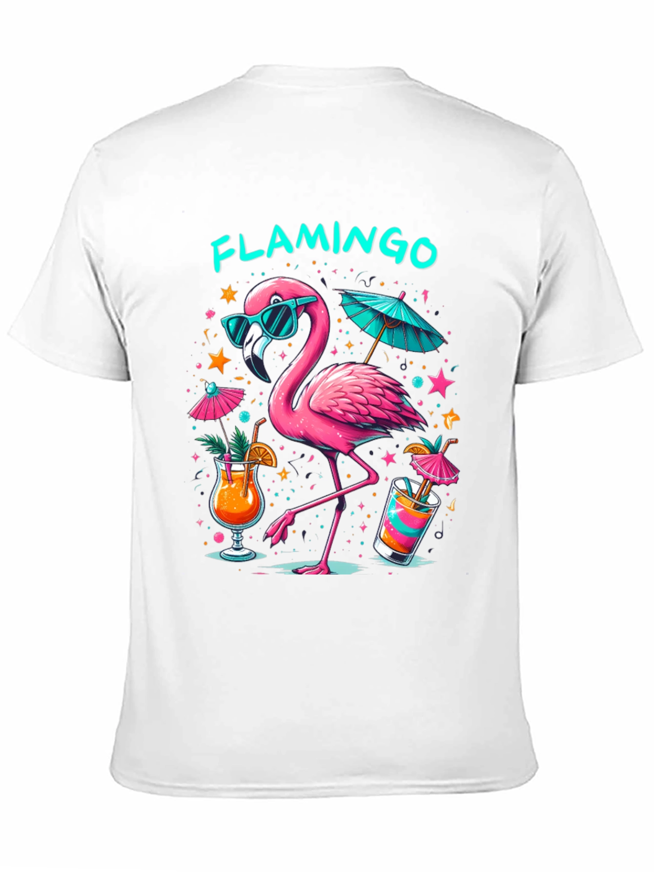 Tropical Flamingo Black T-Shirt