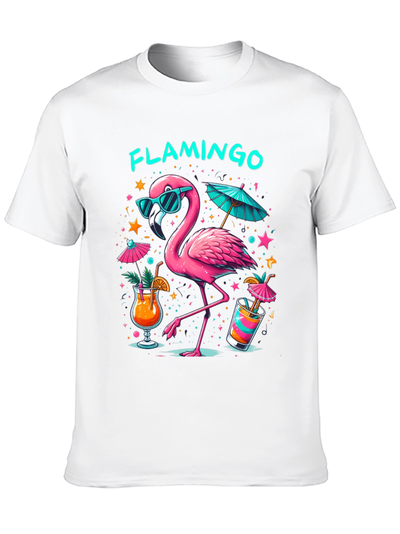 Tropical Flamingo Black T-Shirt