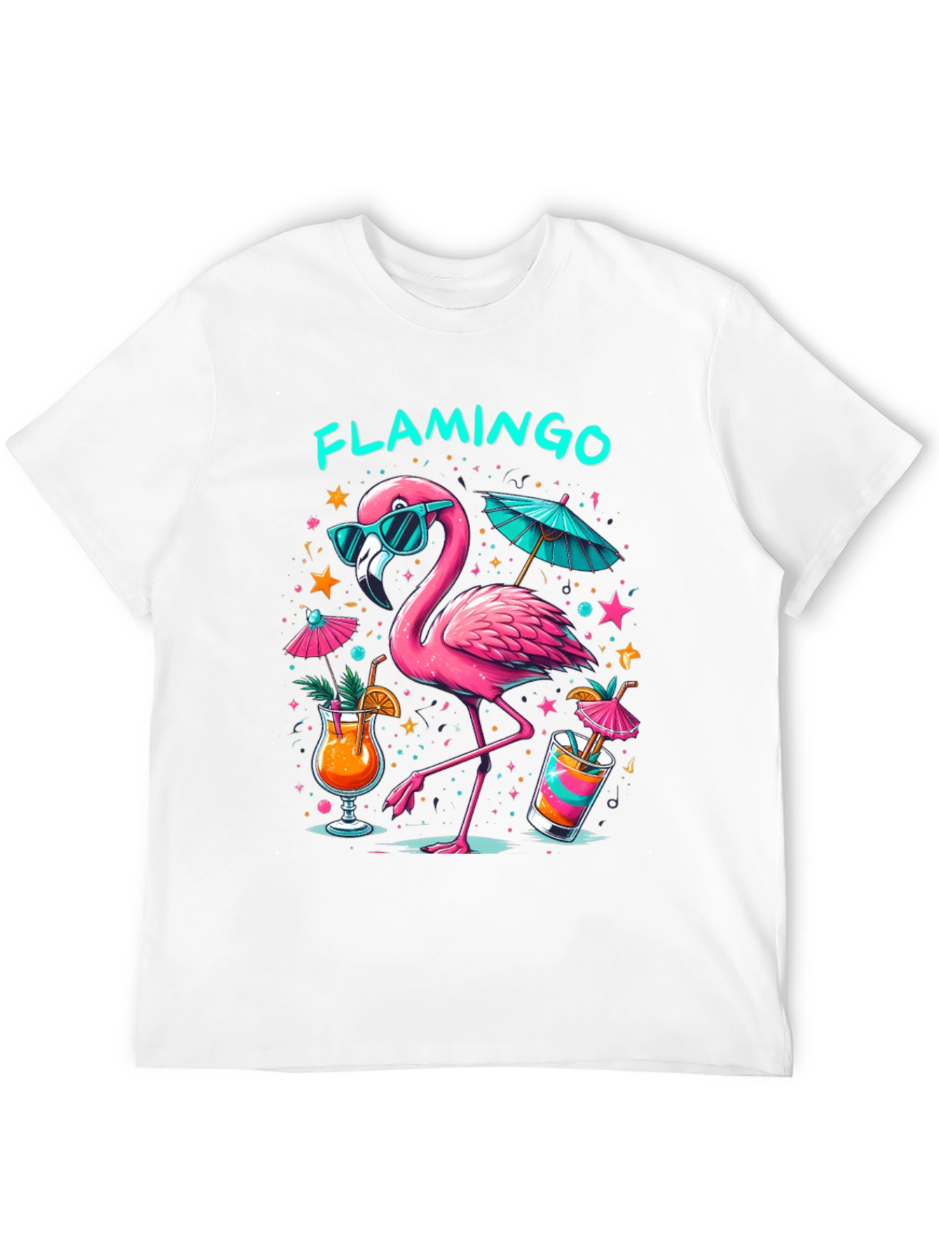 Tropical Flamingo Black T-Shirt