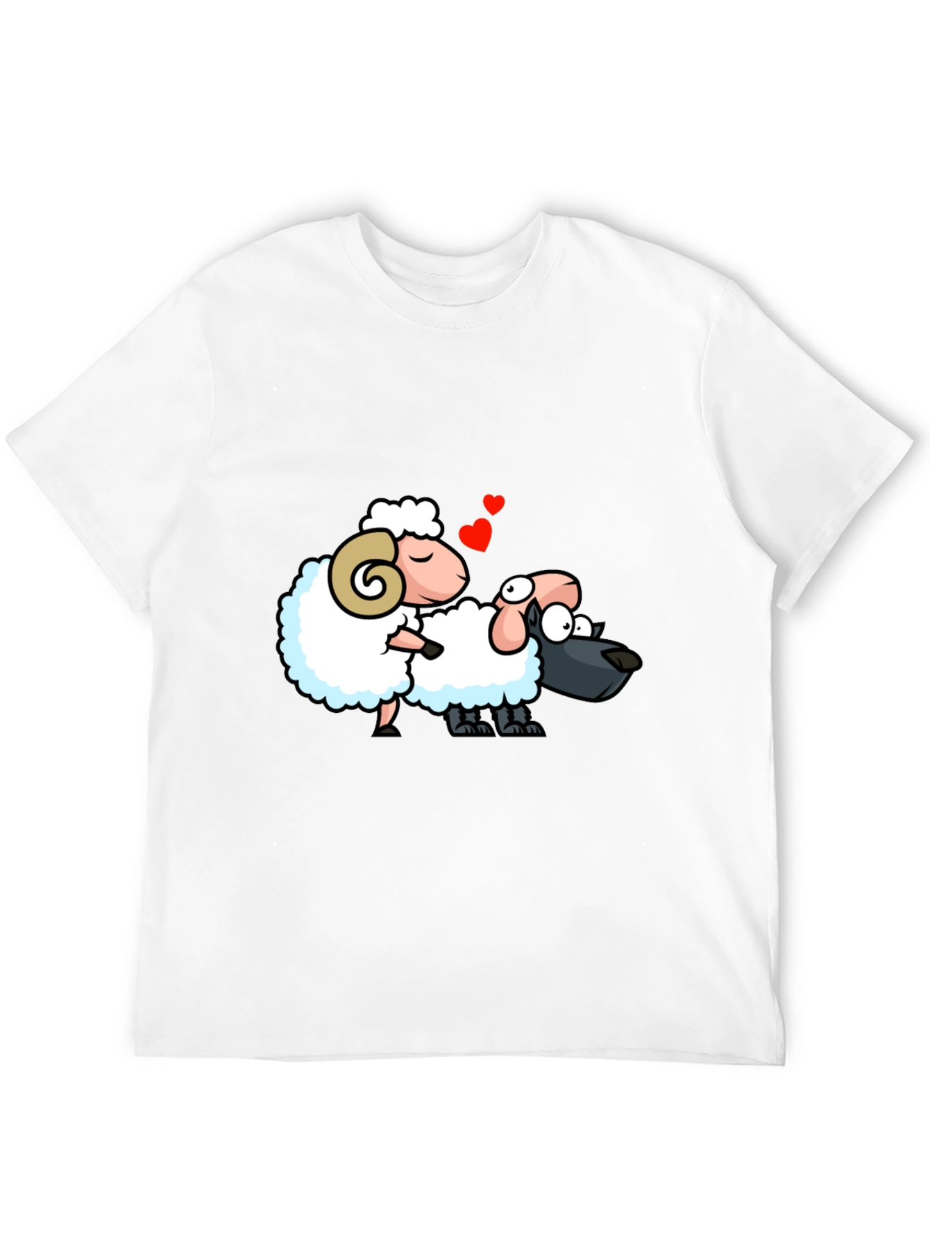 Funny Sheep & Wolf T-Shirt - Cartoon Love