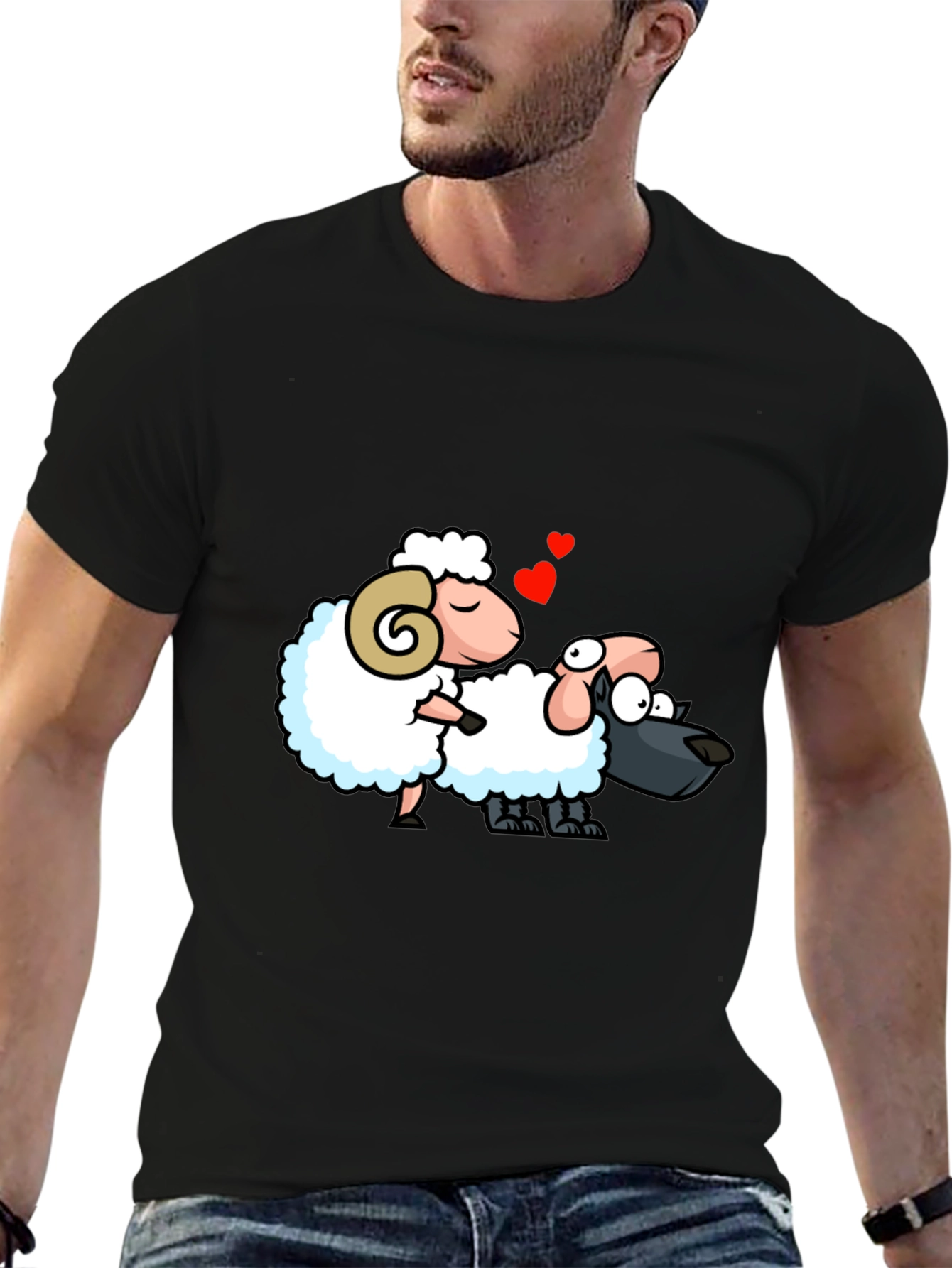 Funny Sheep & Wolf T-Shirt - Cartoon Love