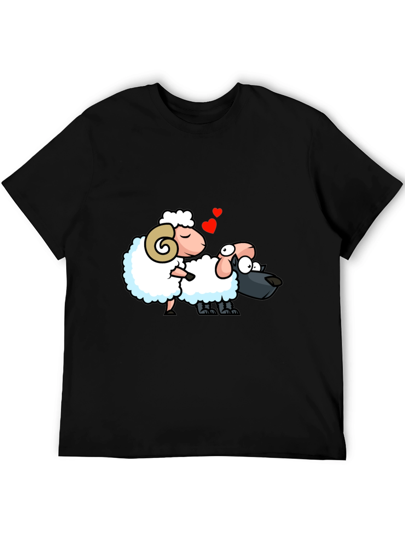 Funny Sheep & Wolf T-Shirt - Cartoon Love