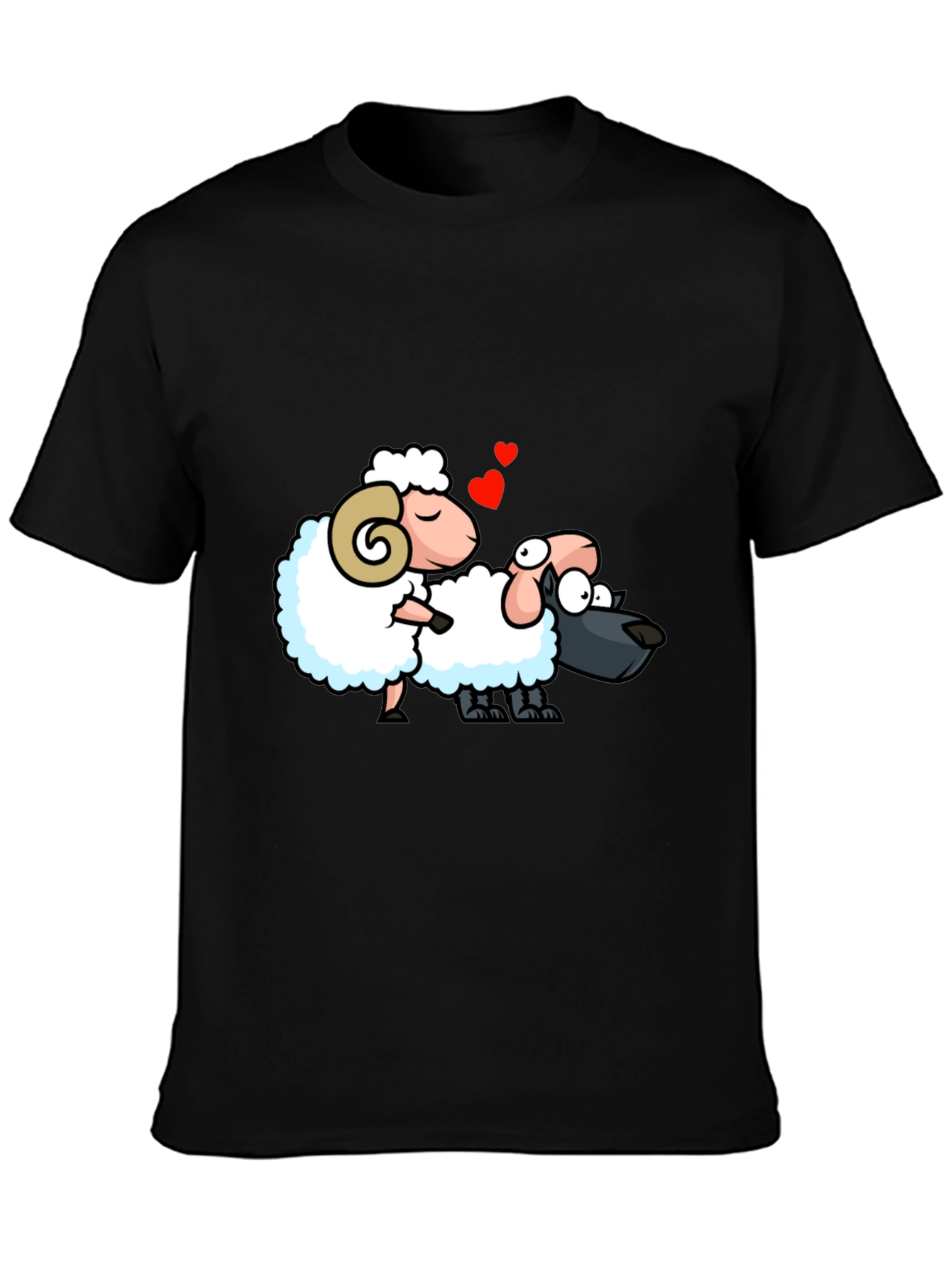 Funny Sheep & Wolf T-Shirt - Cartoon Love