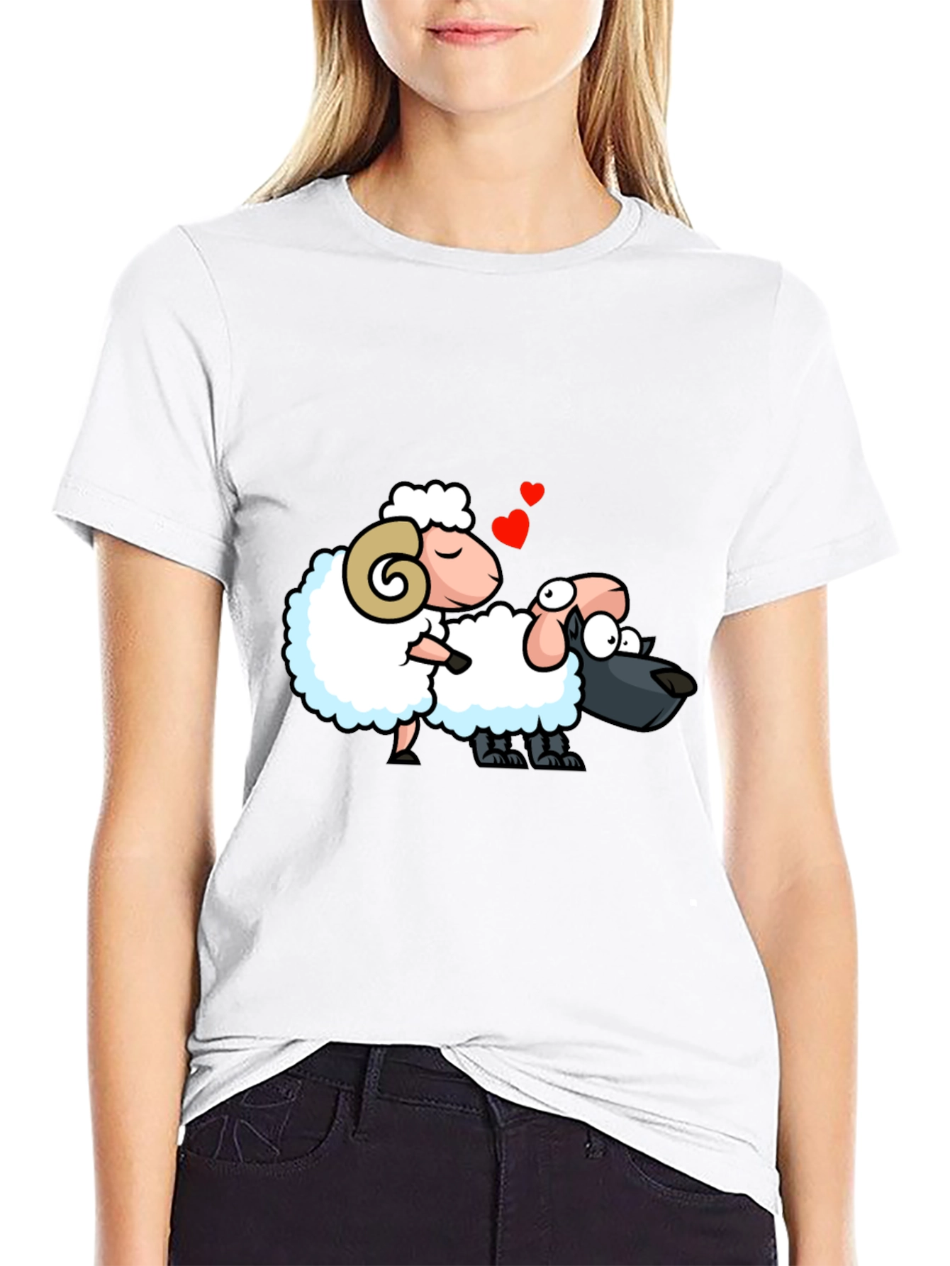 Funny Sheep & Wolf T-Shirt - Cartoon Love